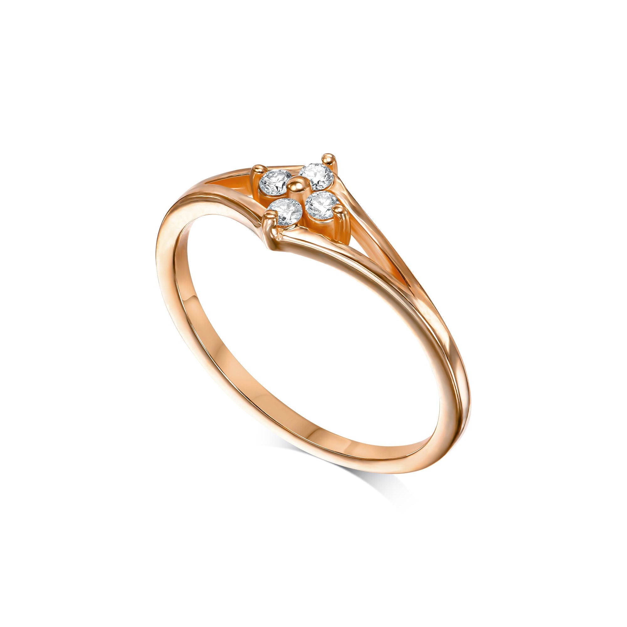 Delicate gold ring with vintage flower shaped diamonds