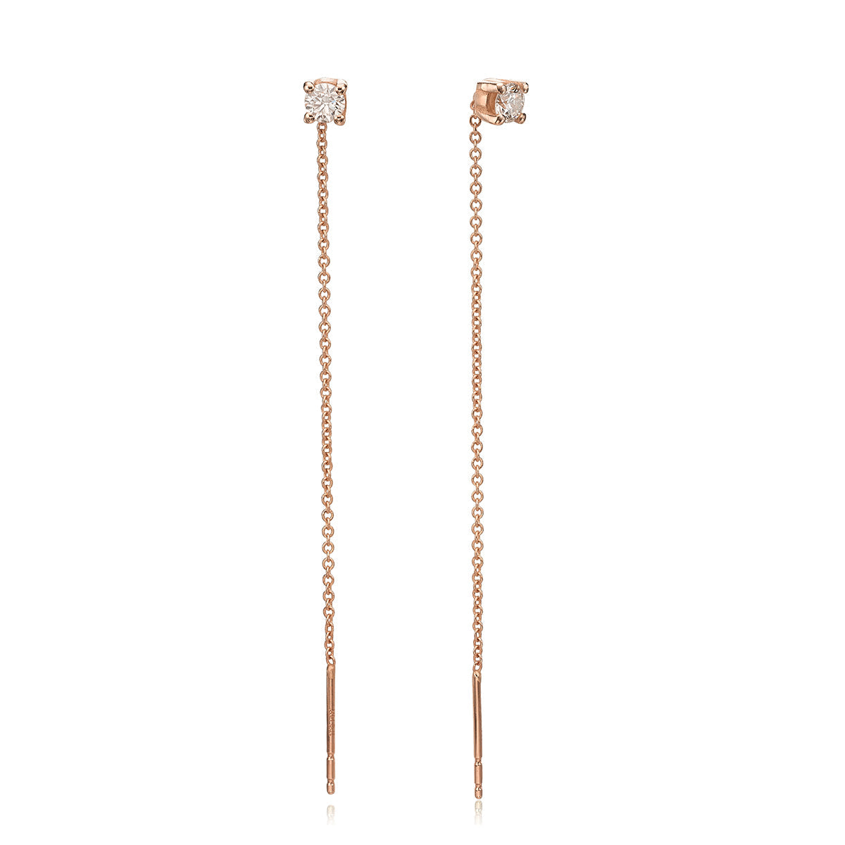 Gold chain earrings studded with 0.30ct diamonds