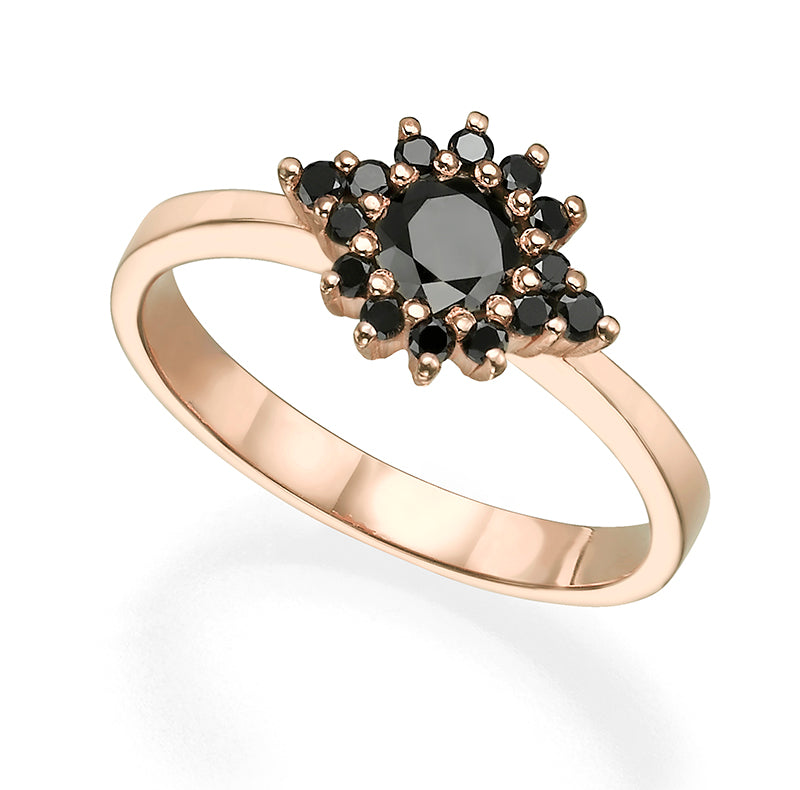 Black diamond star ring
