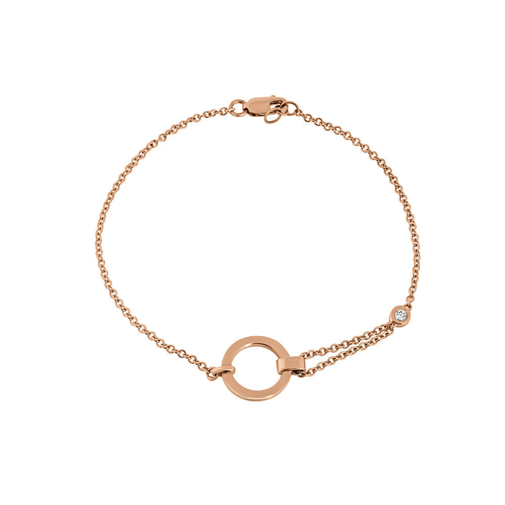 A special asymmetric gold bracelet in a modern and impressive design set with a diamond