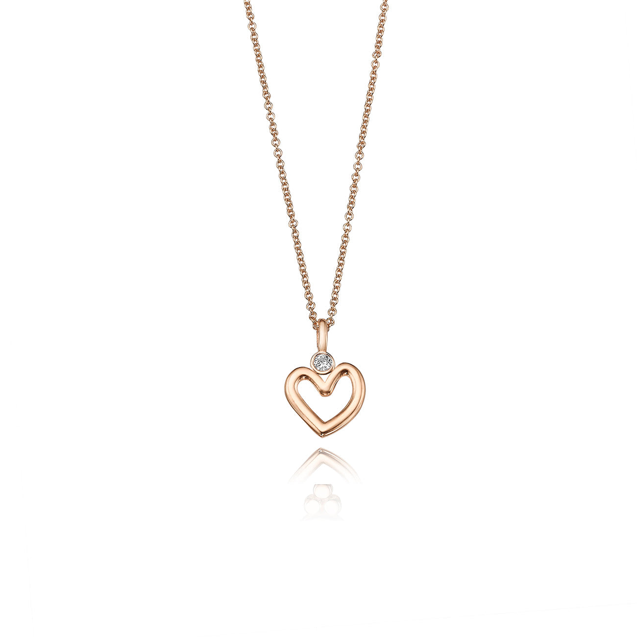 Gold necklace with a delicate heart pendant set with a diamond