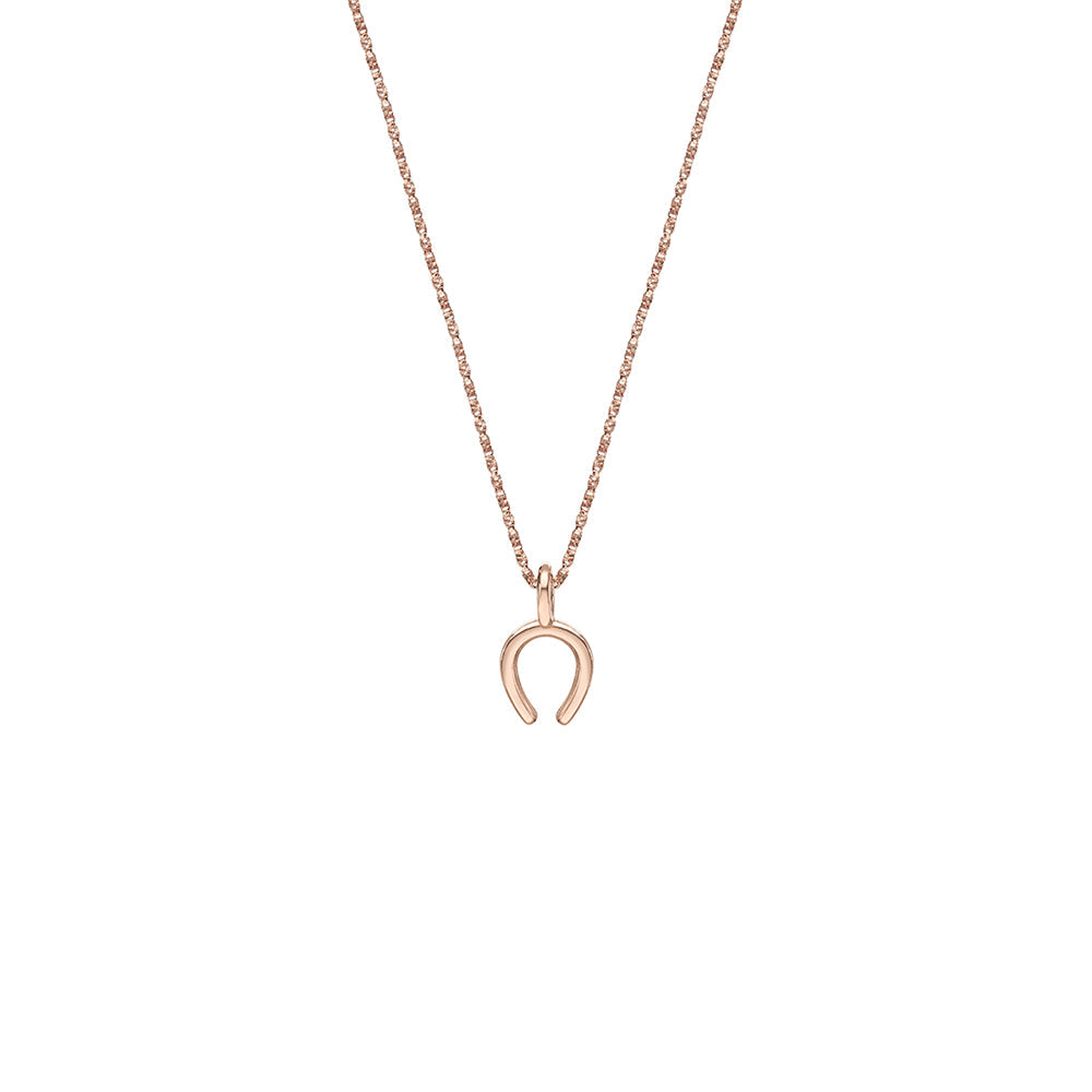A fine gold chain with a horseshoe pendant