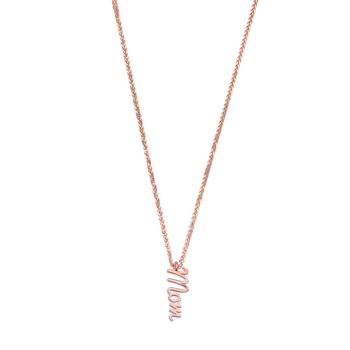 Gold necklace with vertical name pendant