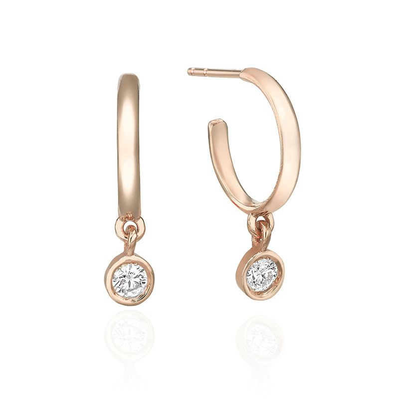 Gold hoop earrings with diamonds 20 points (total)