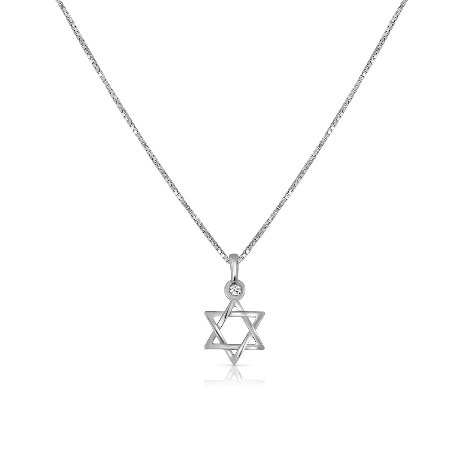 Gold necklace designed with a Star of David pendant set with a diamond, 1.5 points, 14 carat gold
