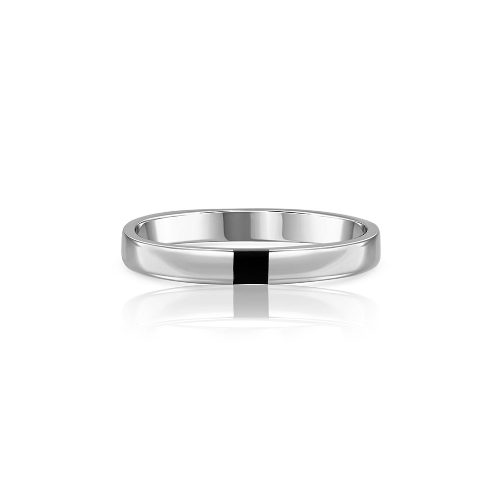 Flat gold ring for men, width 3 mm combined with black enamel