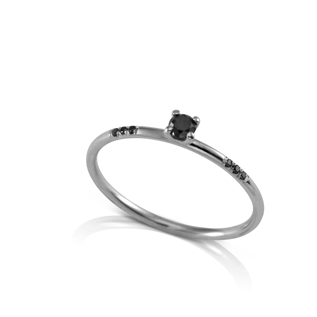 Delicate black diamond ring