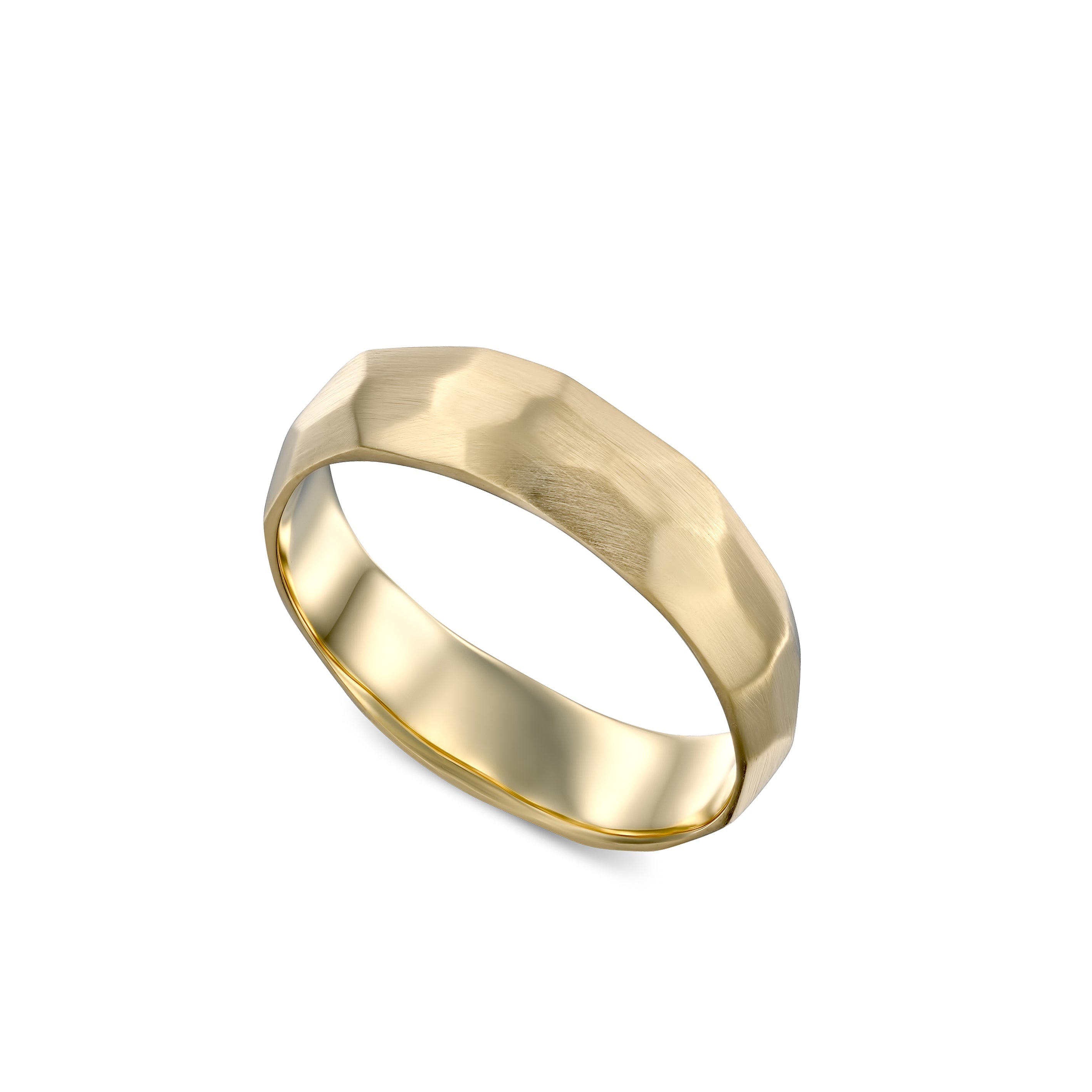 An asymmetrical handmade wedding ring in an original design