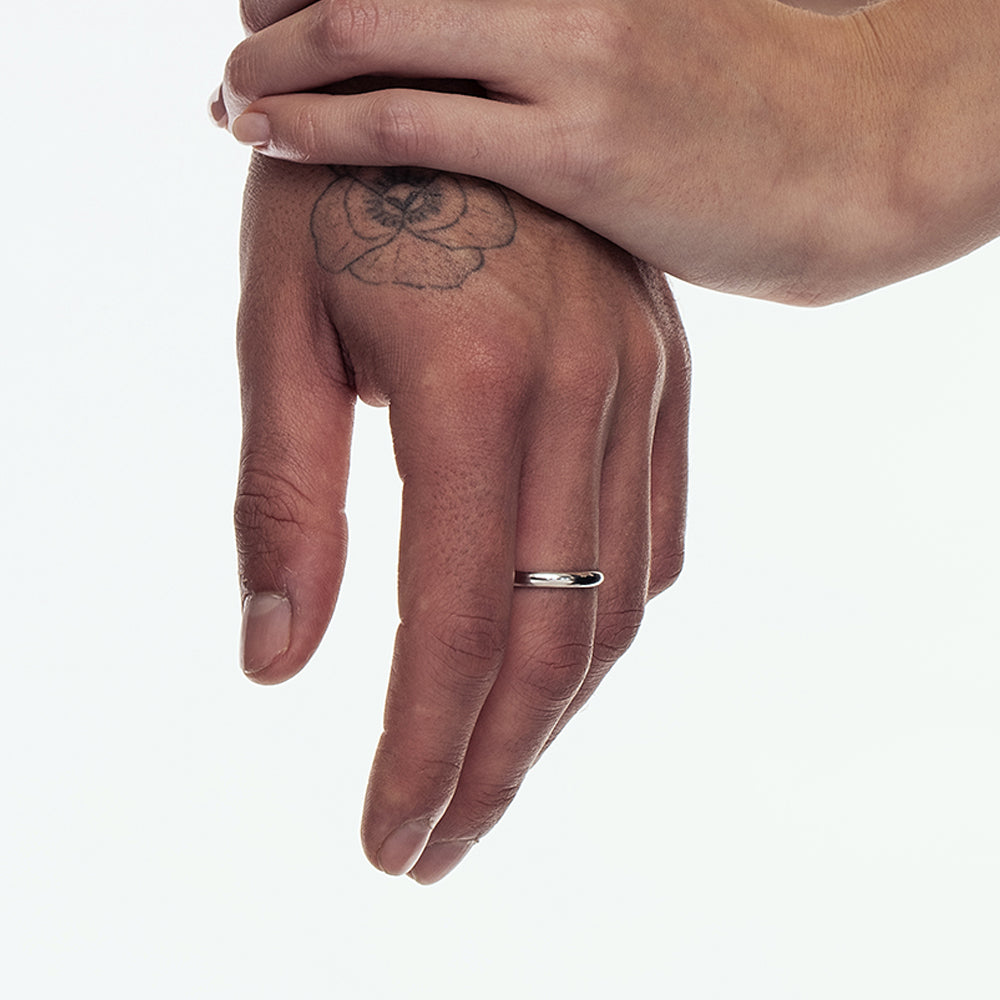 Semi-circular wedding ring 3 mm wide