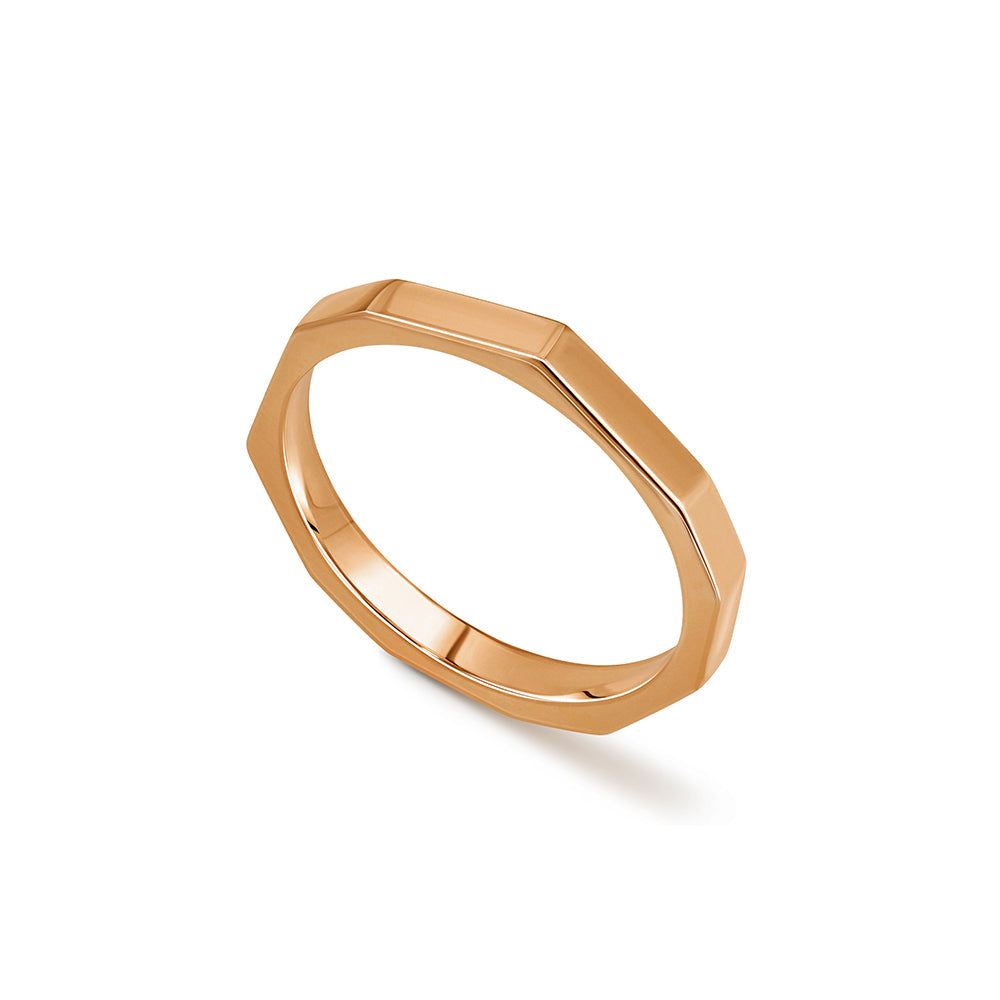 Wedding ring with flat ribs, wedding ring for man and woman, geometric design ring
