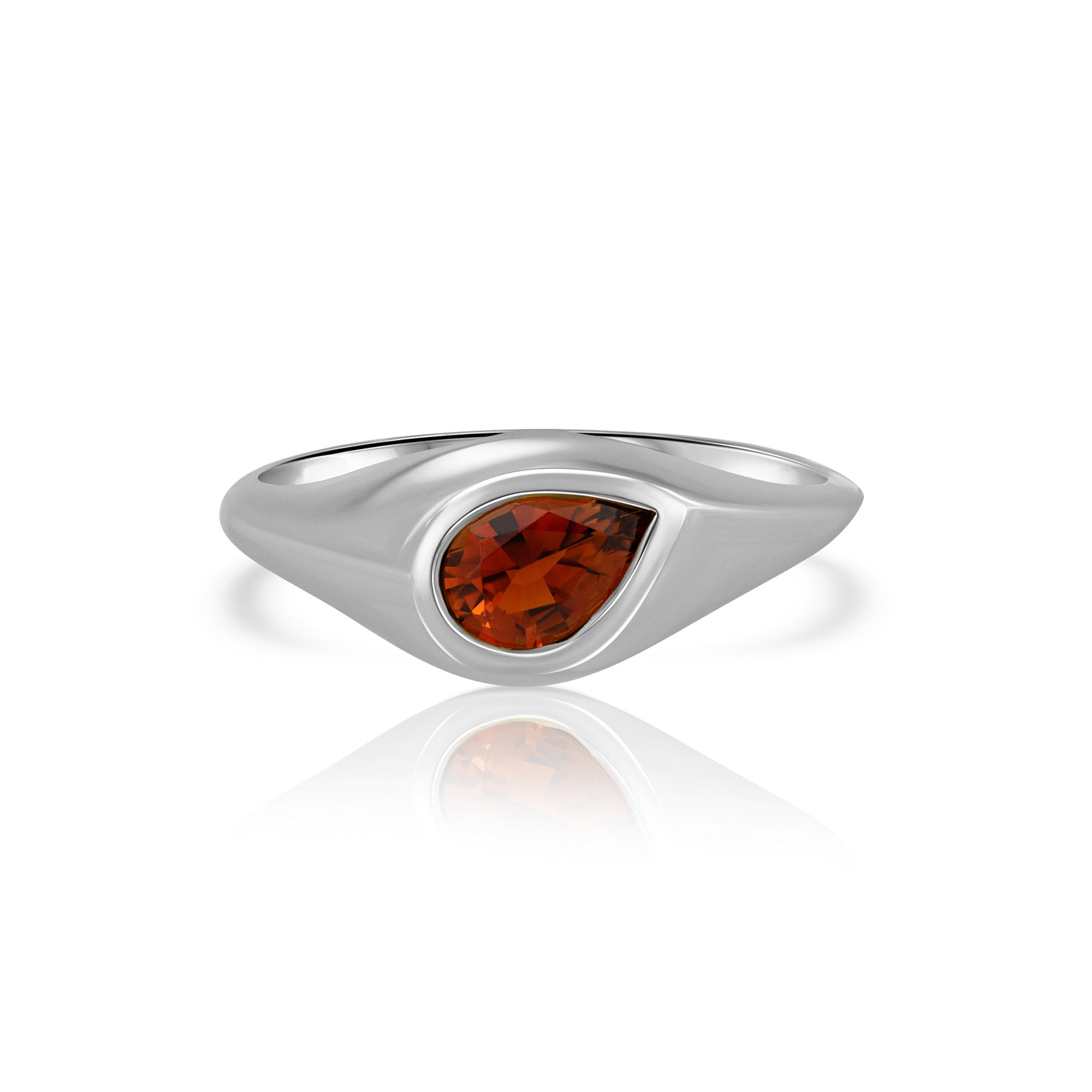 Drop signet ring, set with orange tourmaline