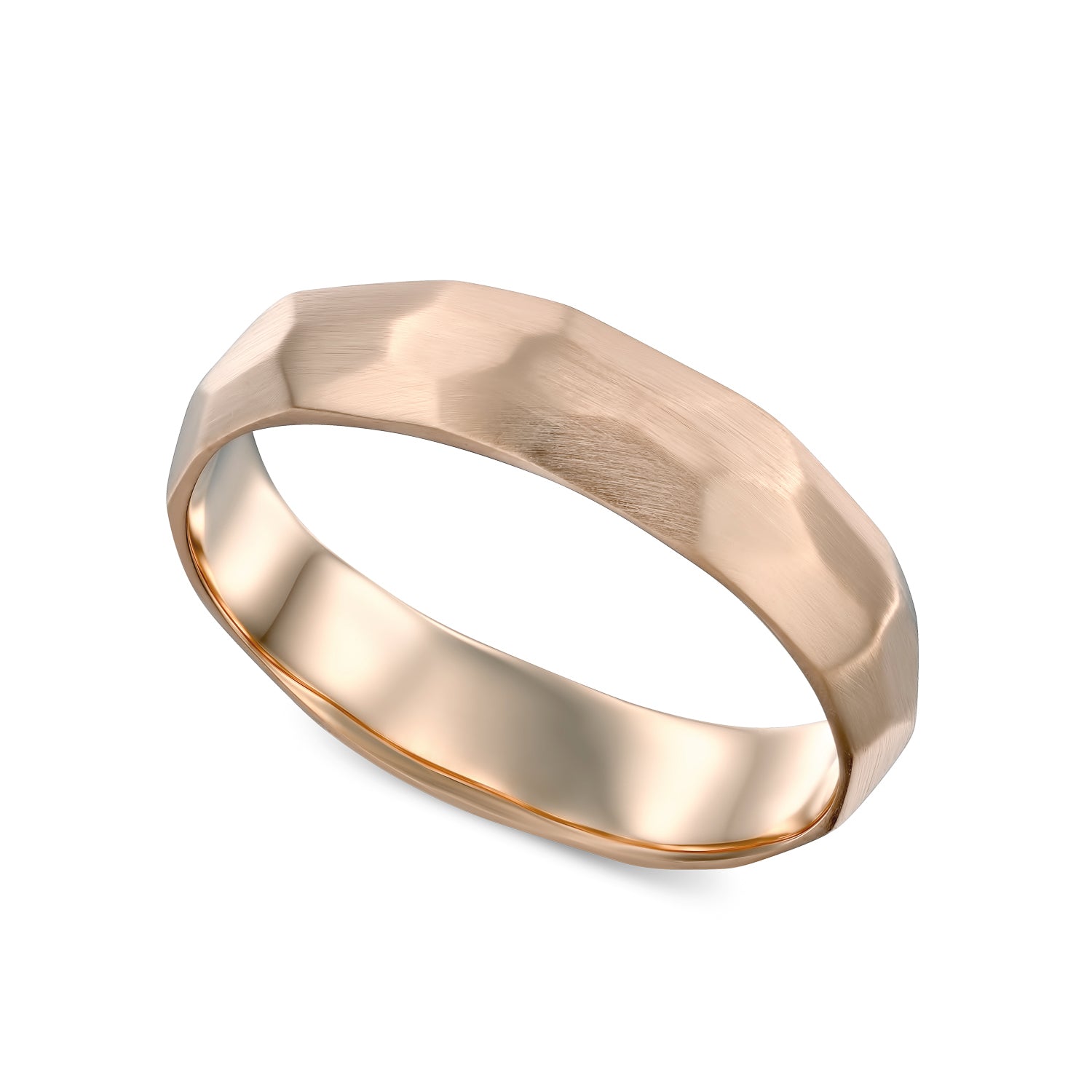 Handmade asymmetric wedding ring 5 mm