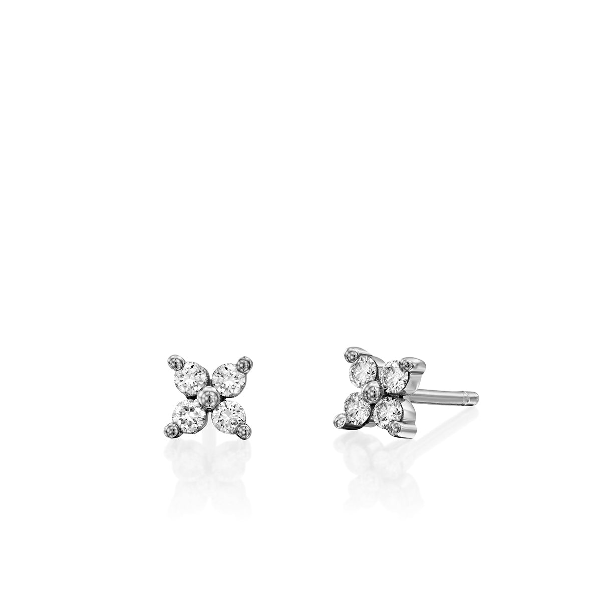 Tight gold earrings studded with 4 diamonds