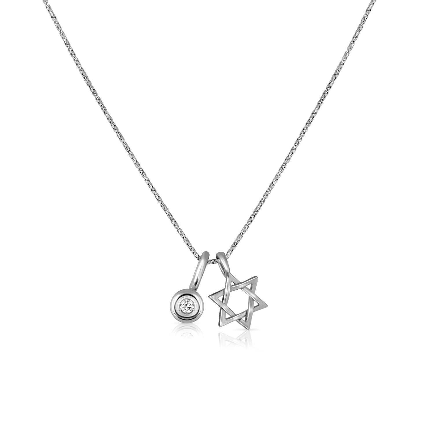 Star of David necklace, 14 carat gold combined with a diamond pendant