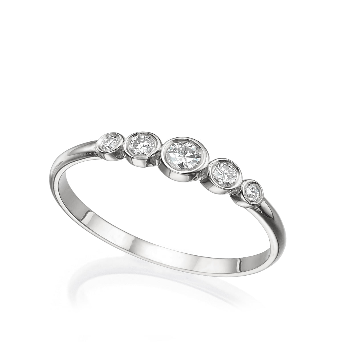 5 diamond ring in a cup setting