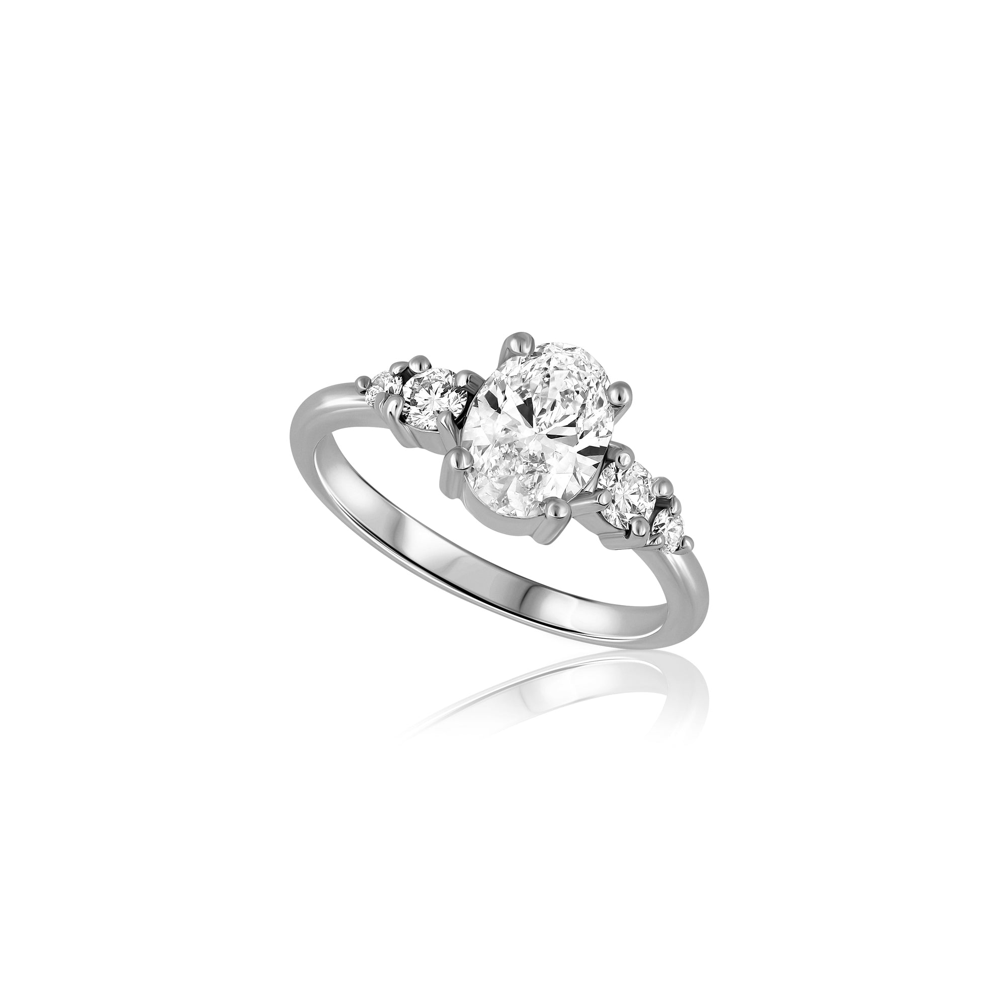 Engagement ring set with 1.00ct lab diamonds in an oval cut
