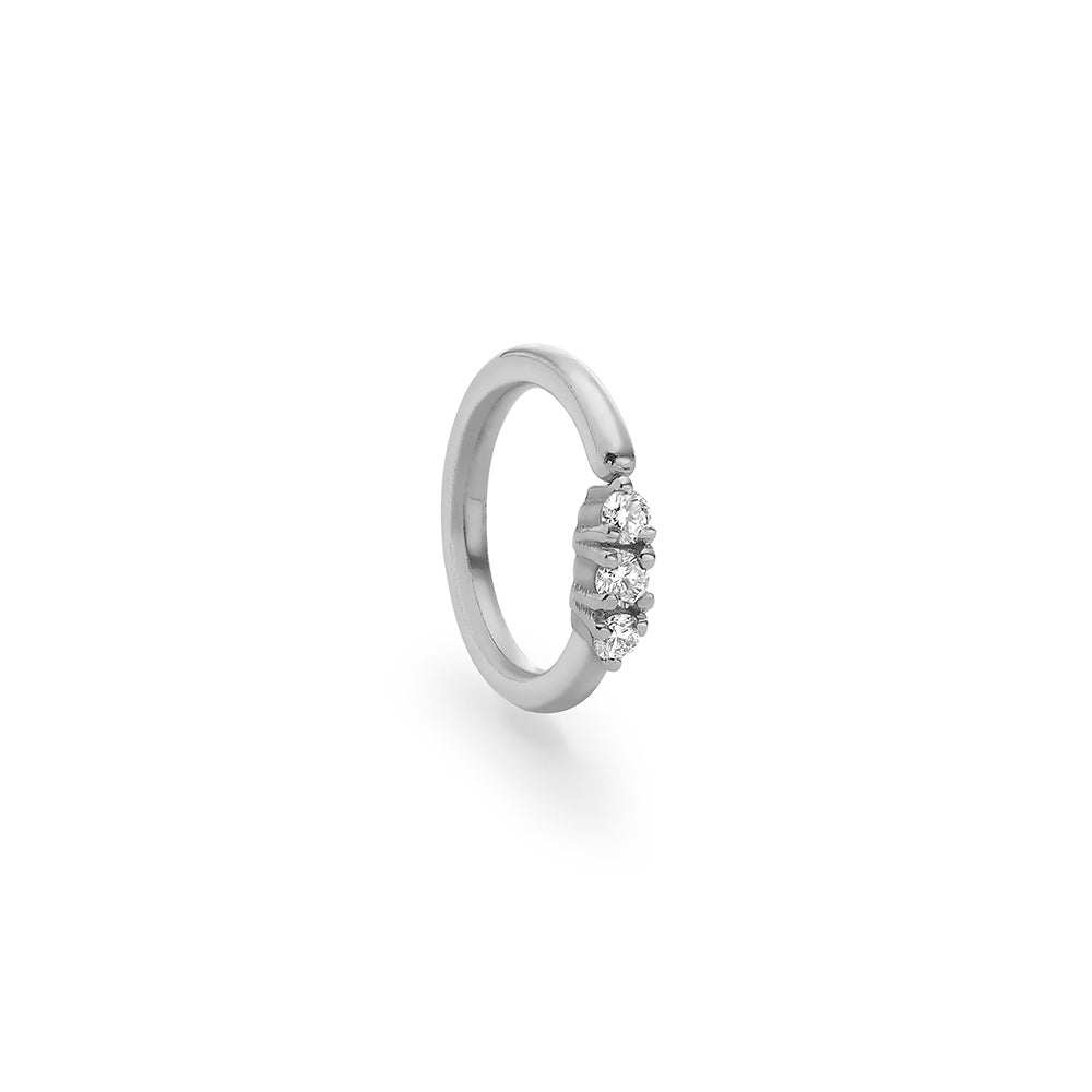 Helix hoop earring studded with 3 diamonds and 4 points