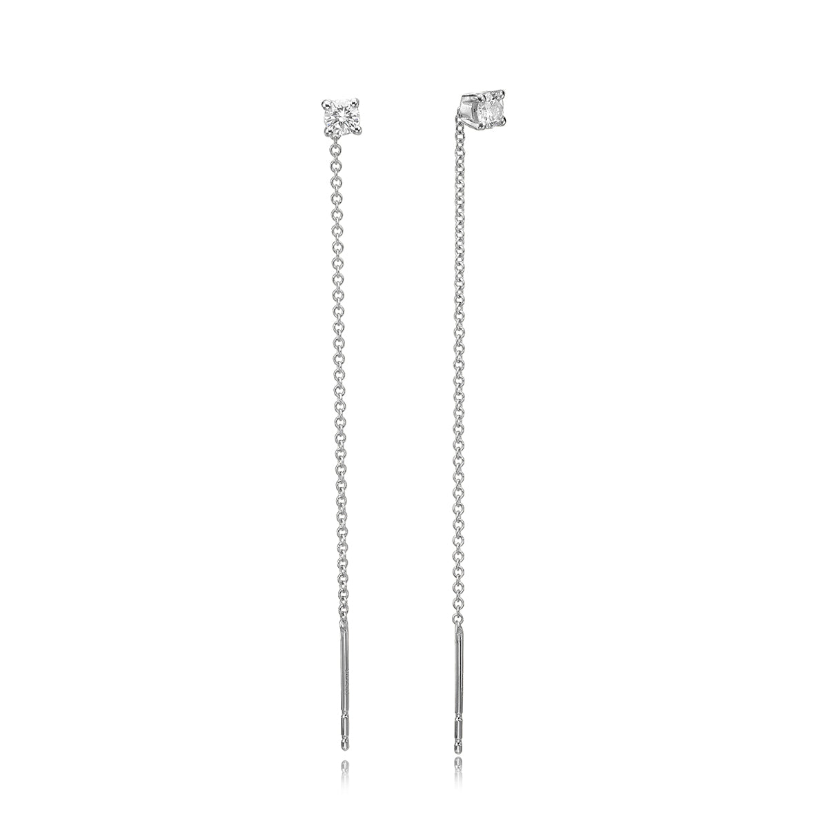 Gold chain earrings studded with 0.20ct diamonds