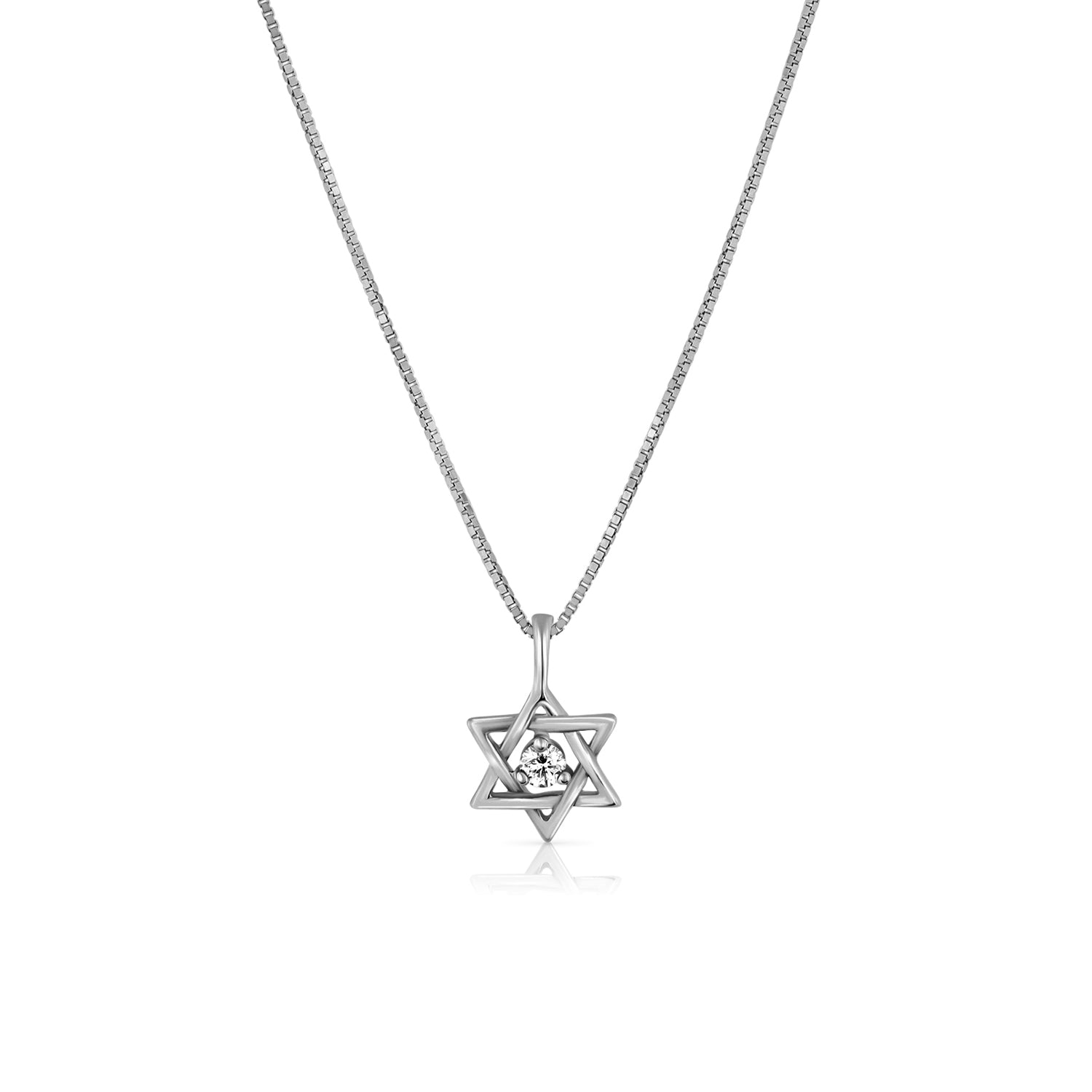 Star of David necklace set with diamonds, 5 points, 14 carat gold