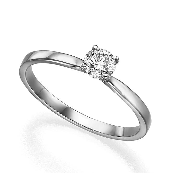 Diamond solitaire ring 40 points straight profile and tapering under the diamond