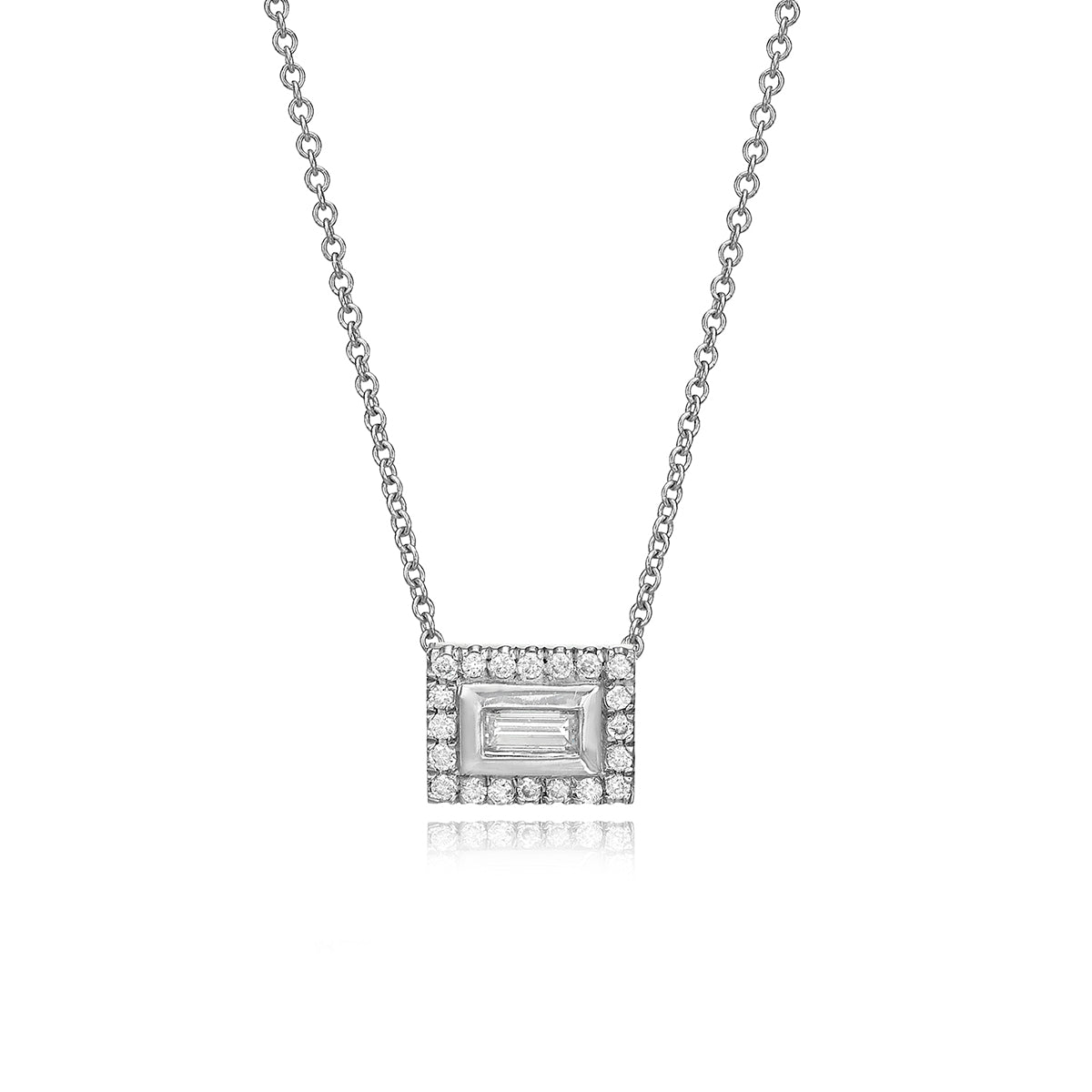 Baguette cut diamond studded gold chain