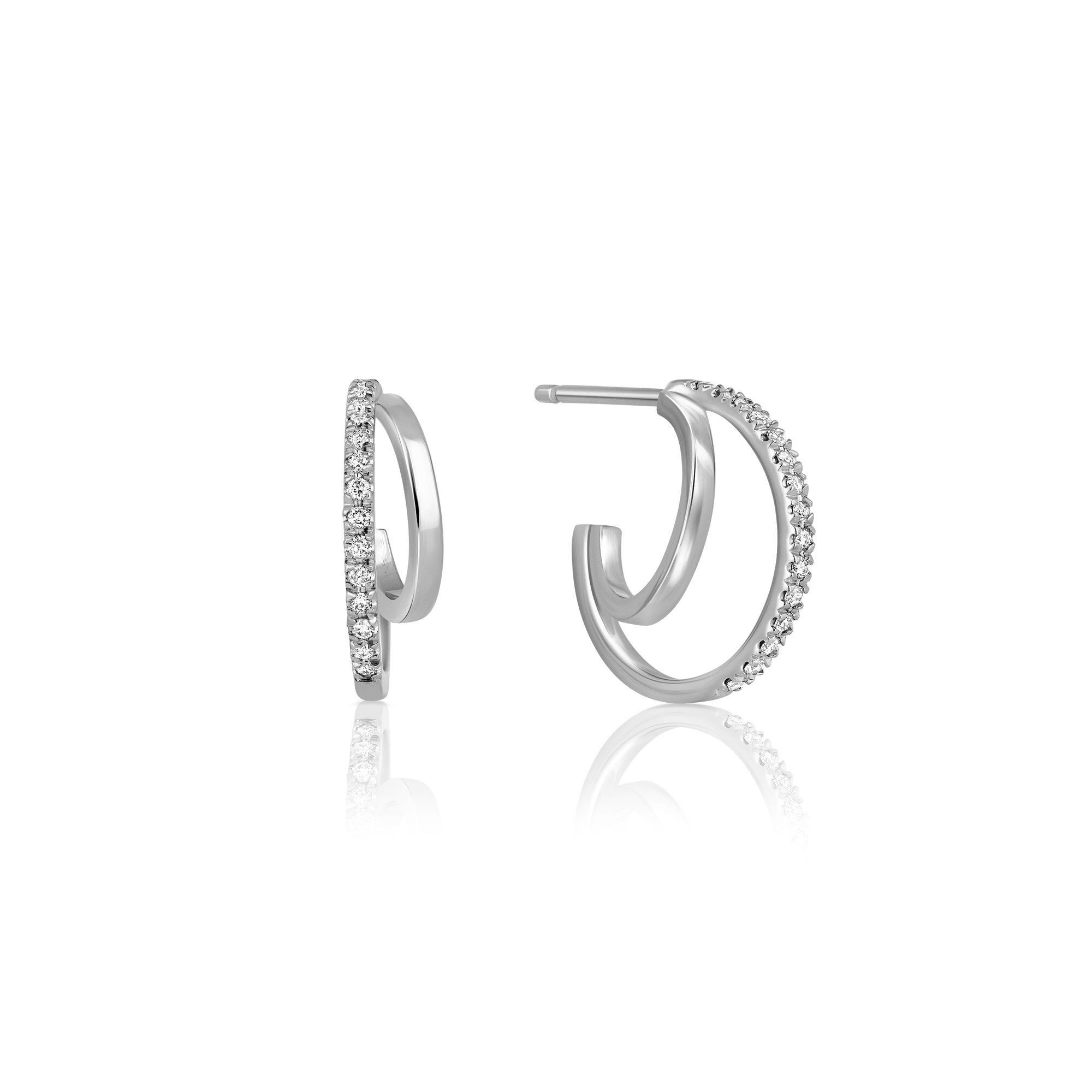 Special double hoop earrings studded with diamonds