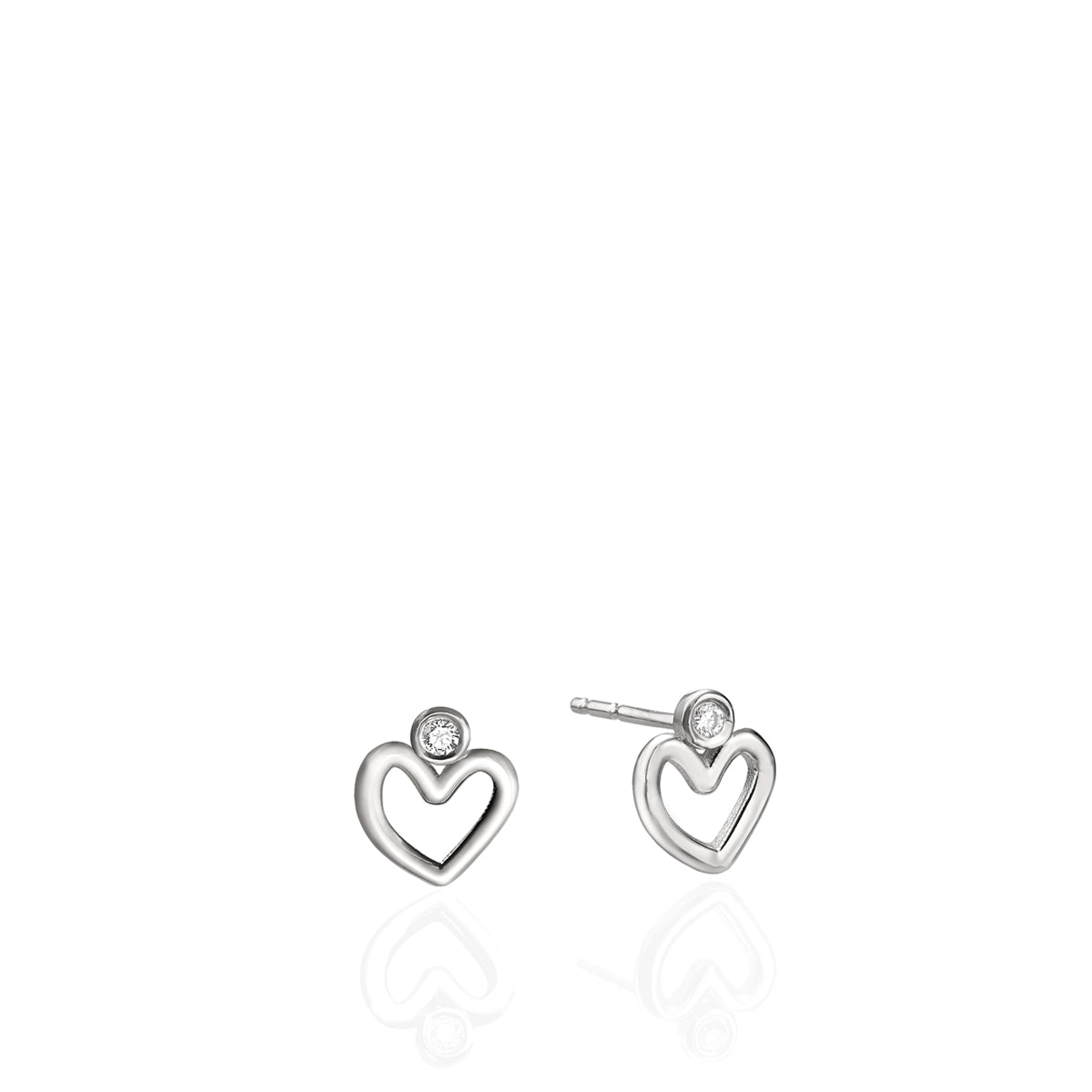 Diamond earrings and small gold attached hearts