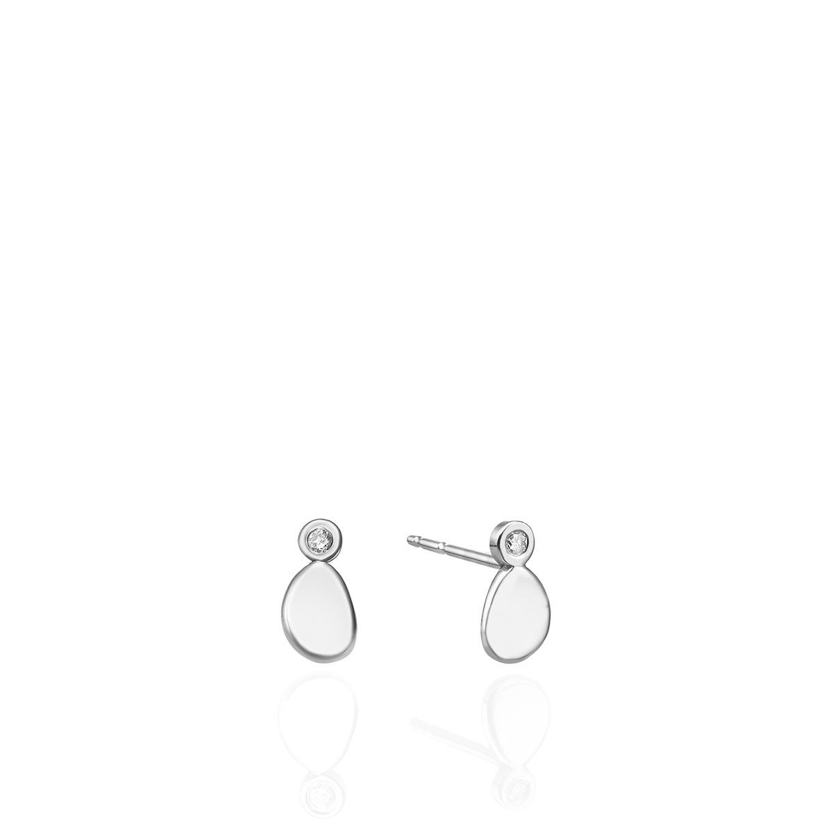 Gold attached earrings with diamonds in an amorphous point design