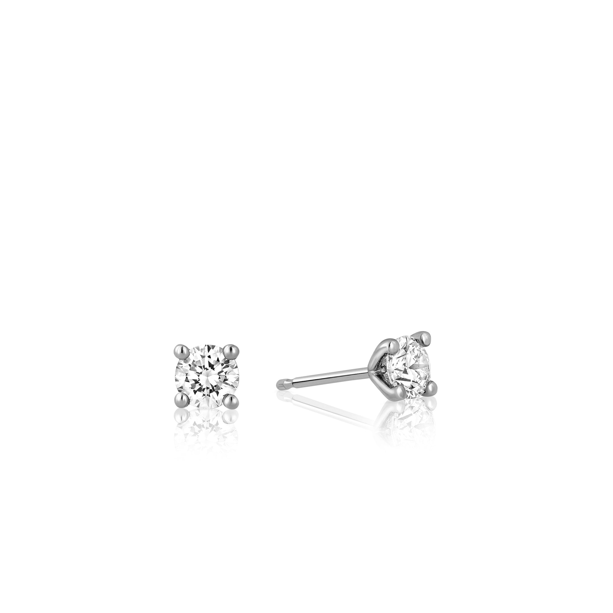 Solitaire earrings, classic tight diamond earrings studded with lab diamonds total weight 20 points