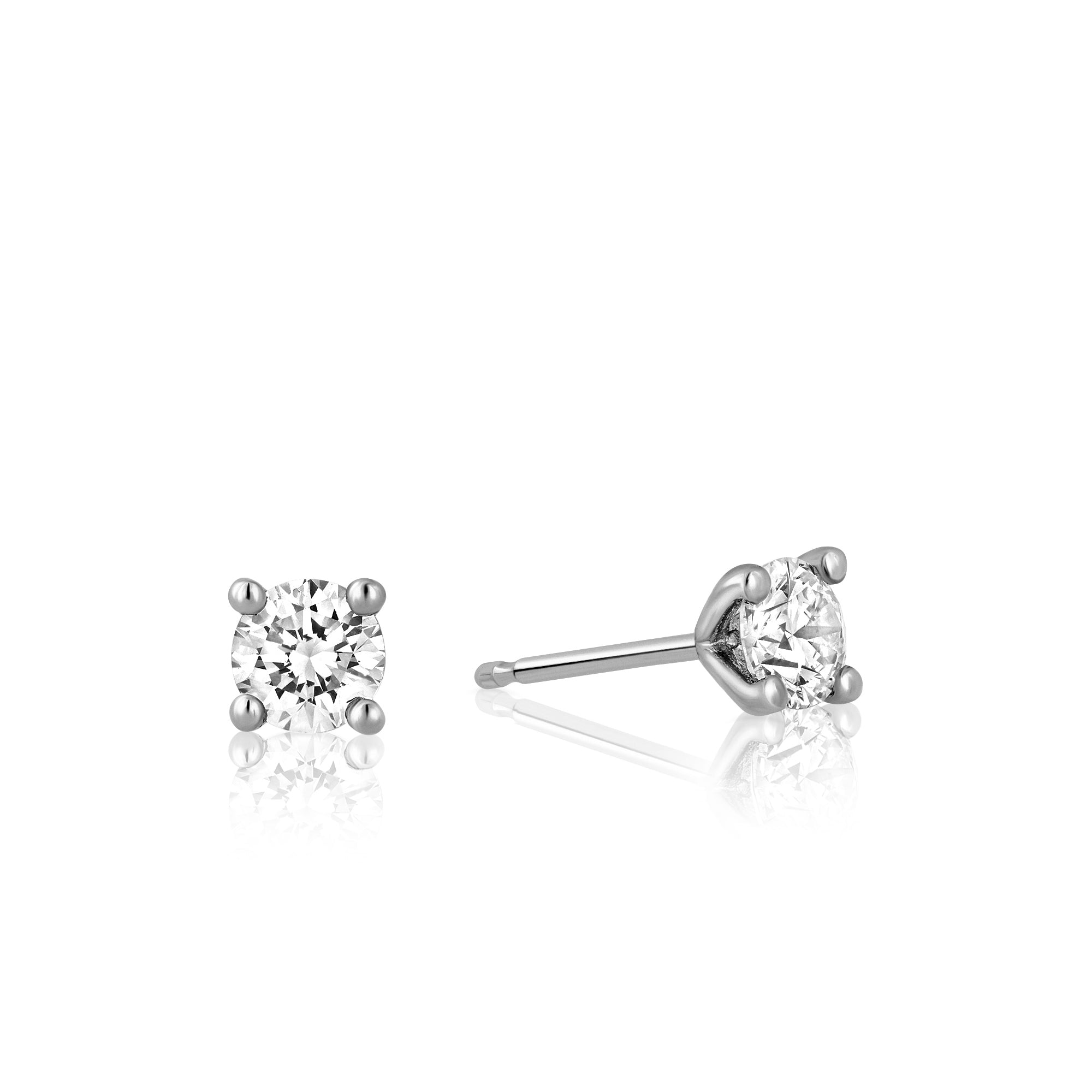 Solitaire earrings, classic tight diamond earrings studded with laboratory diamonds, total weight 60 points