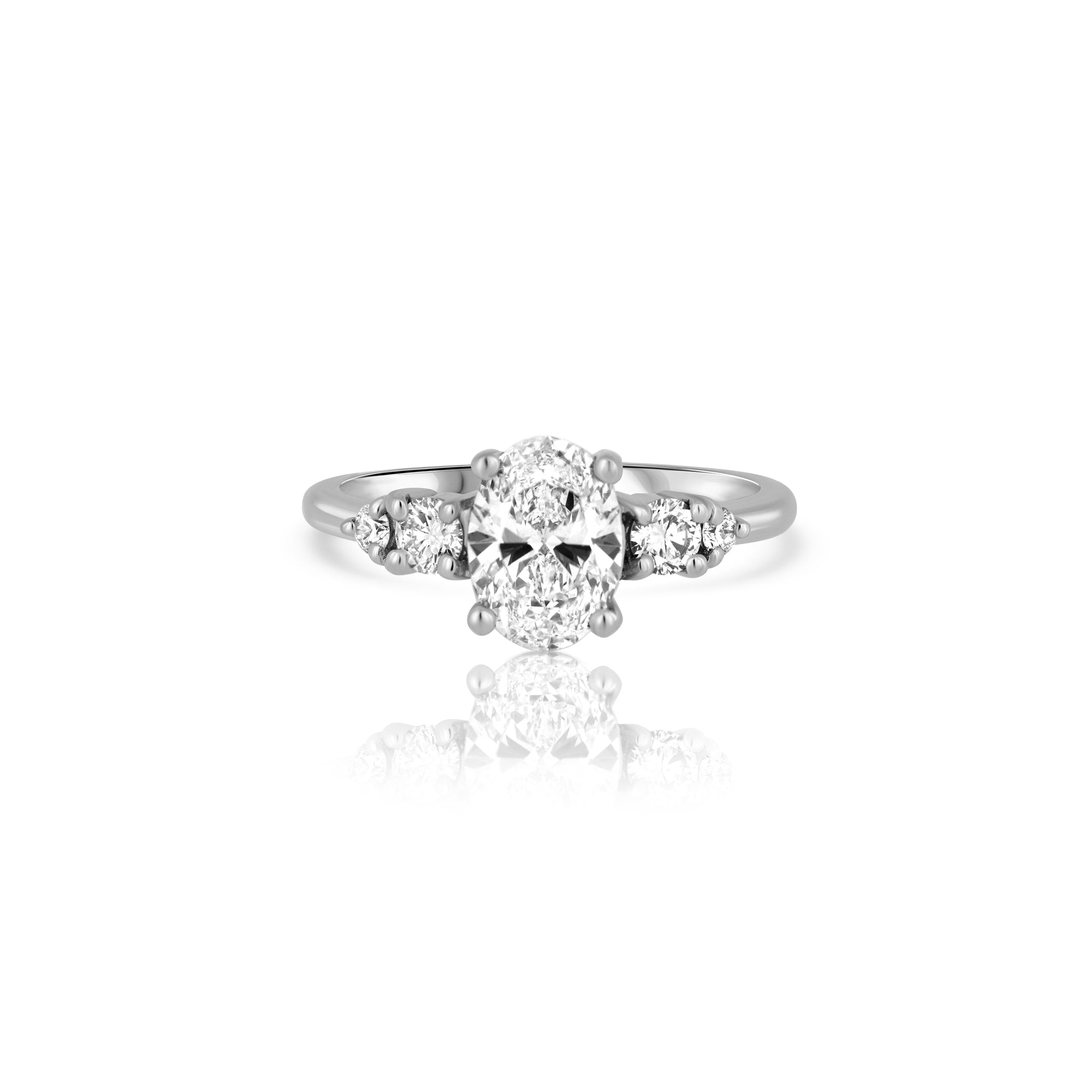 Engagement ring set with 1.00ct lab diamonds in an oval cut