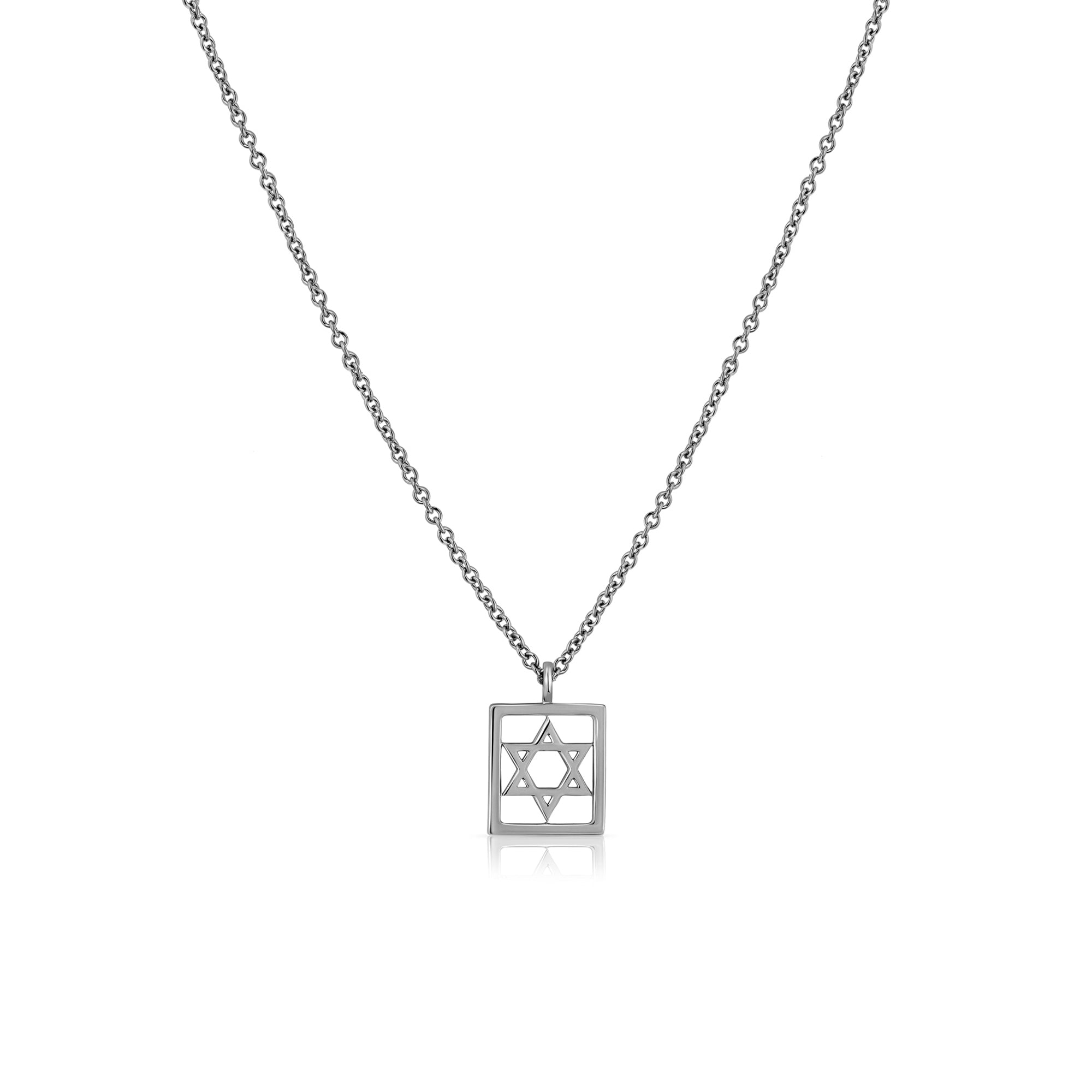 Star of David gold necklace, suitable for men, rectangular frame and loop chain
