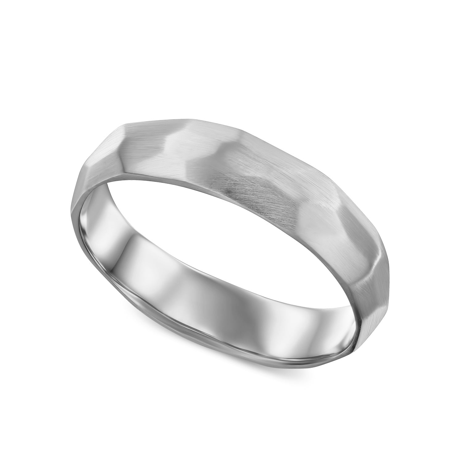 Handmade asymmetric wedding ring 5 mm