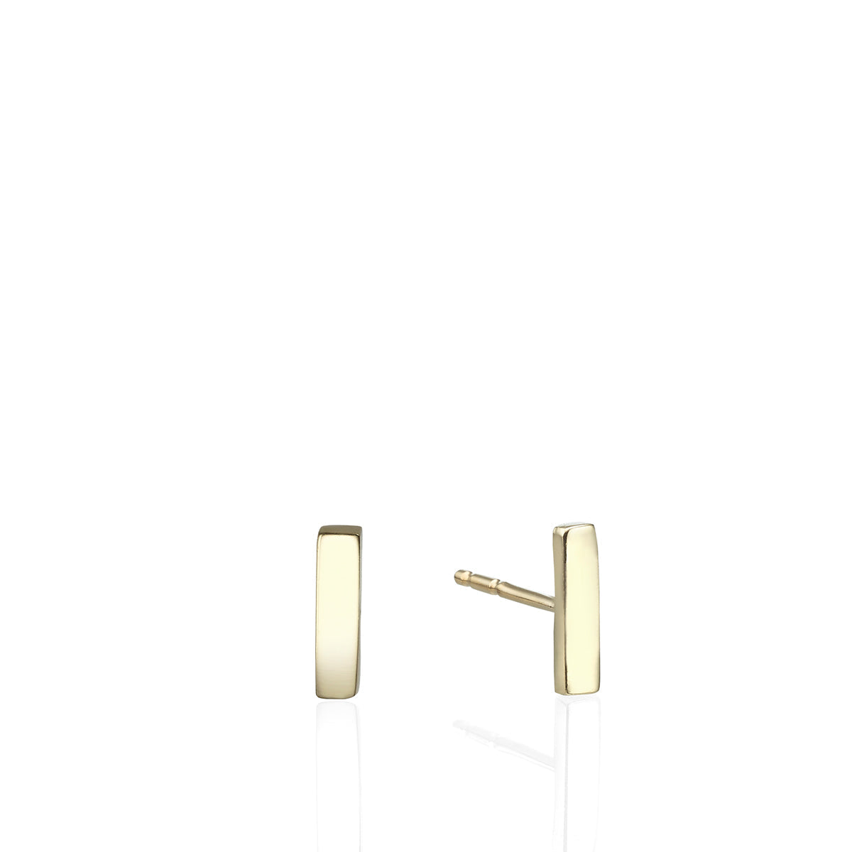 Banded, rectangle earrings in gold