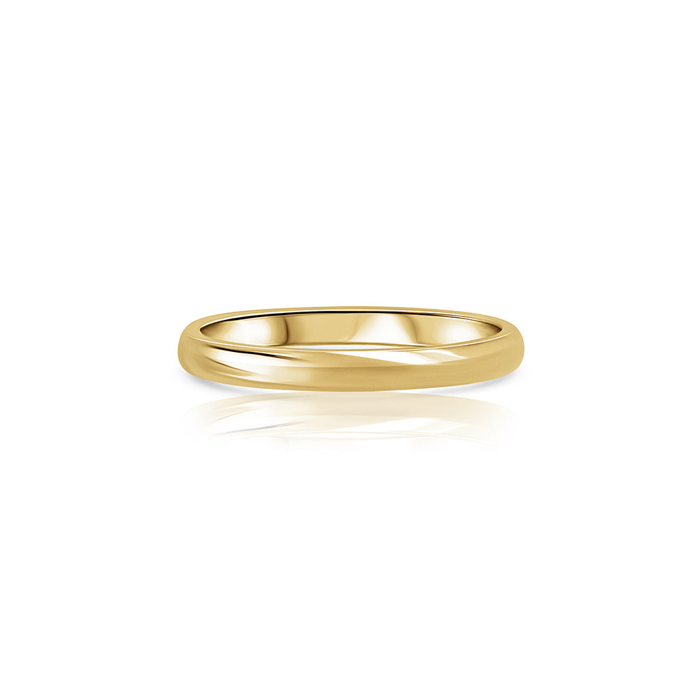 A wedding ring with a special semi-circular profile