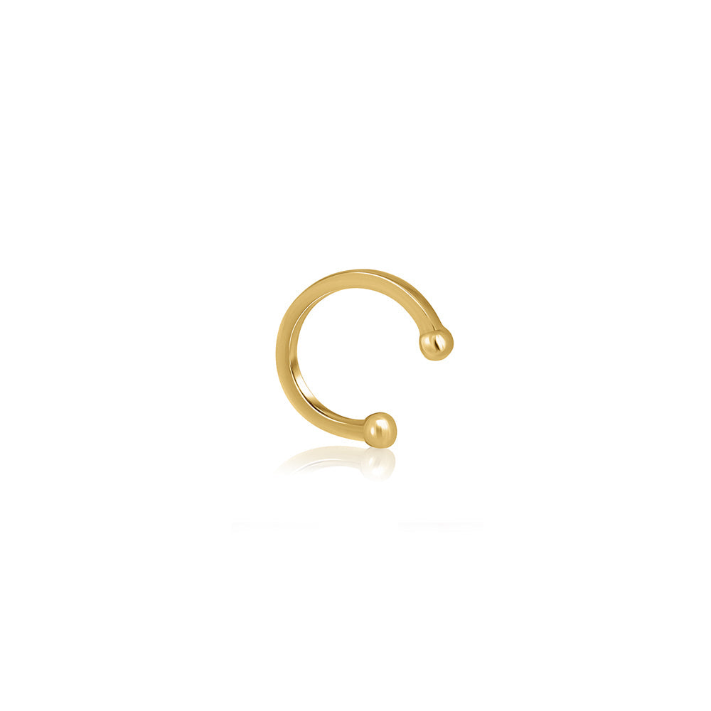 Gold hoop earring, the helix without a hole