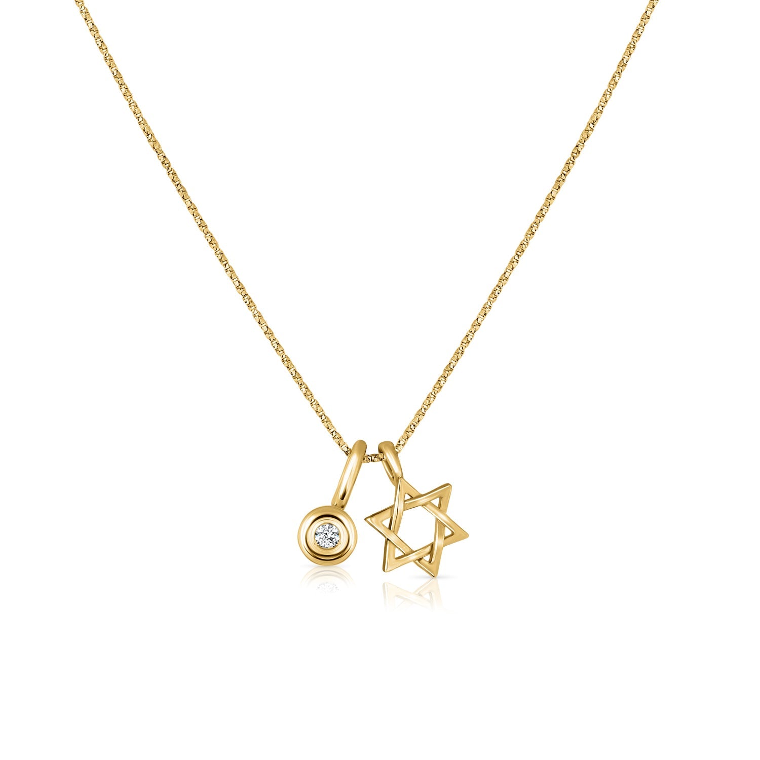 Star of David necklace, 14 carat gold combined with a diamond pendant
