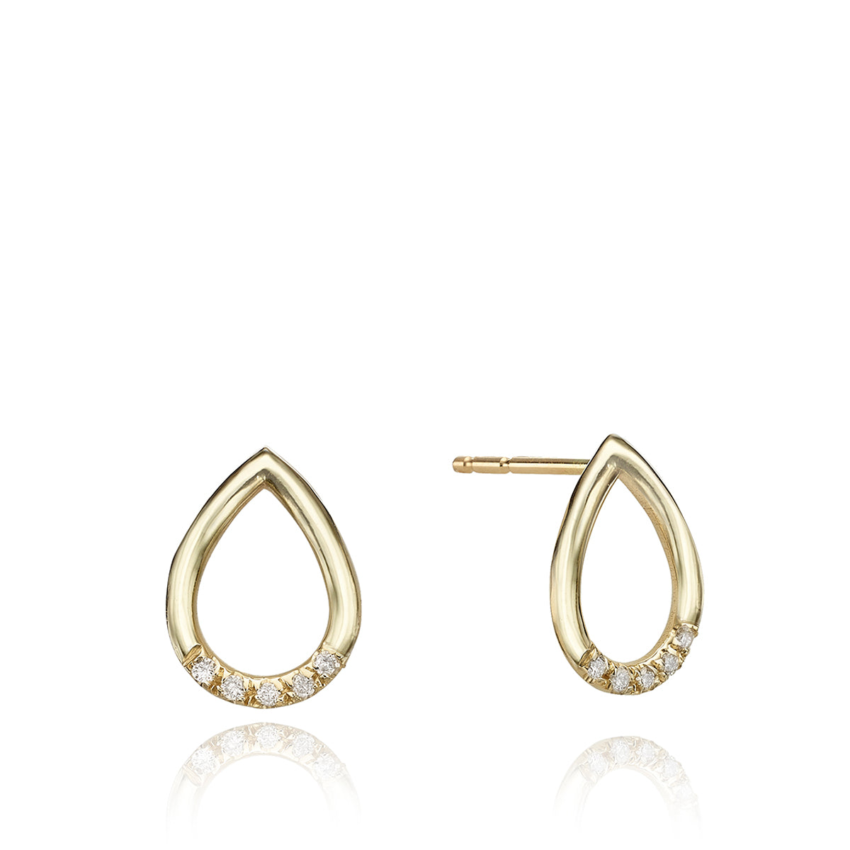 Drop-shaped gold and diamond earrings