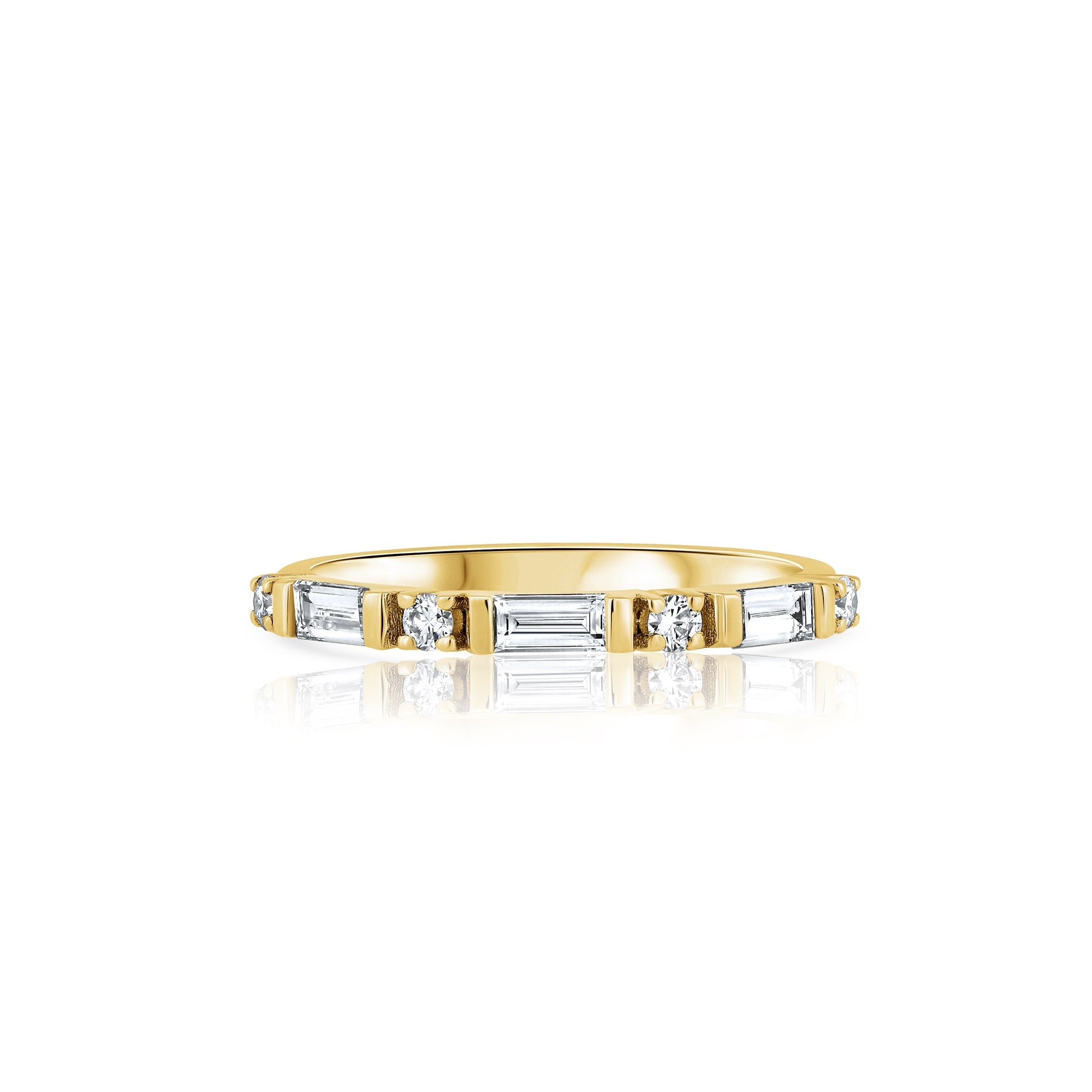 Baguette-cut semi-internet laboratory diamond ring
