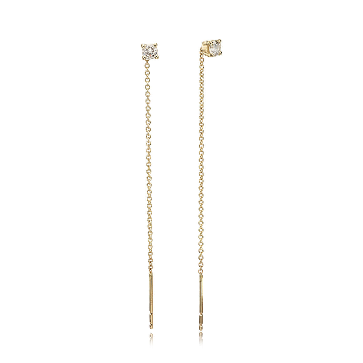 Gold chain earrings studded with 0.20ct diamonds