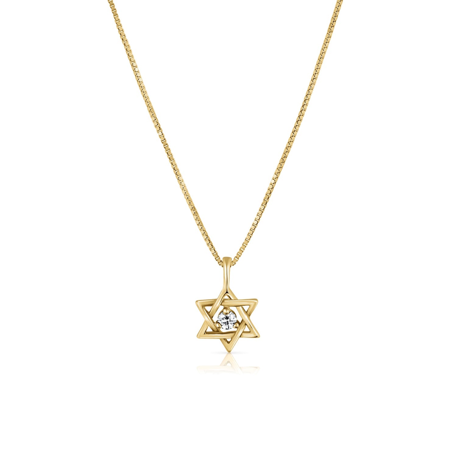 Star of David necklace set with diamonds, 5 points, 14 carat gold