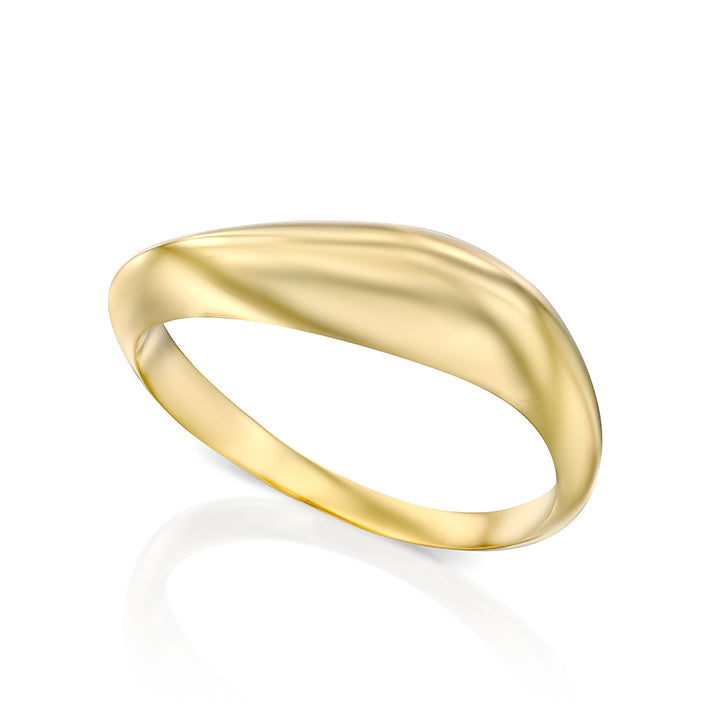 Wave shaped thick organic gold ring