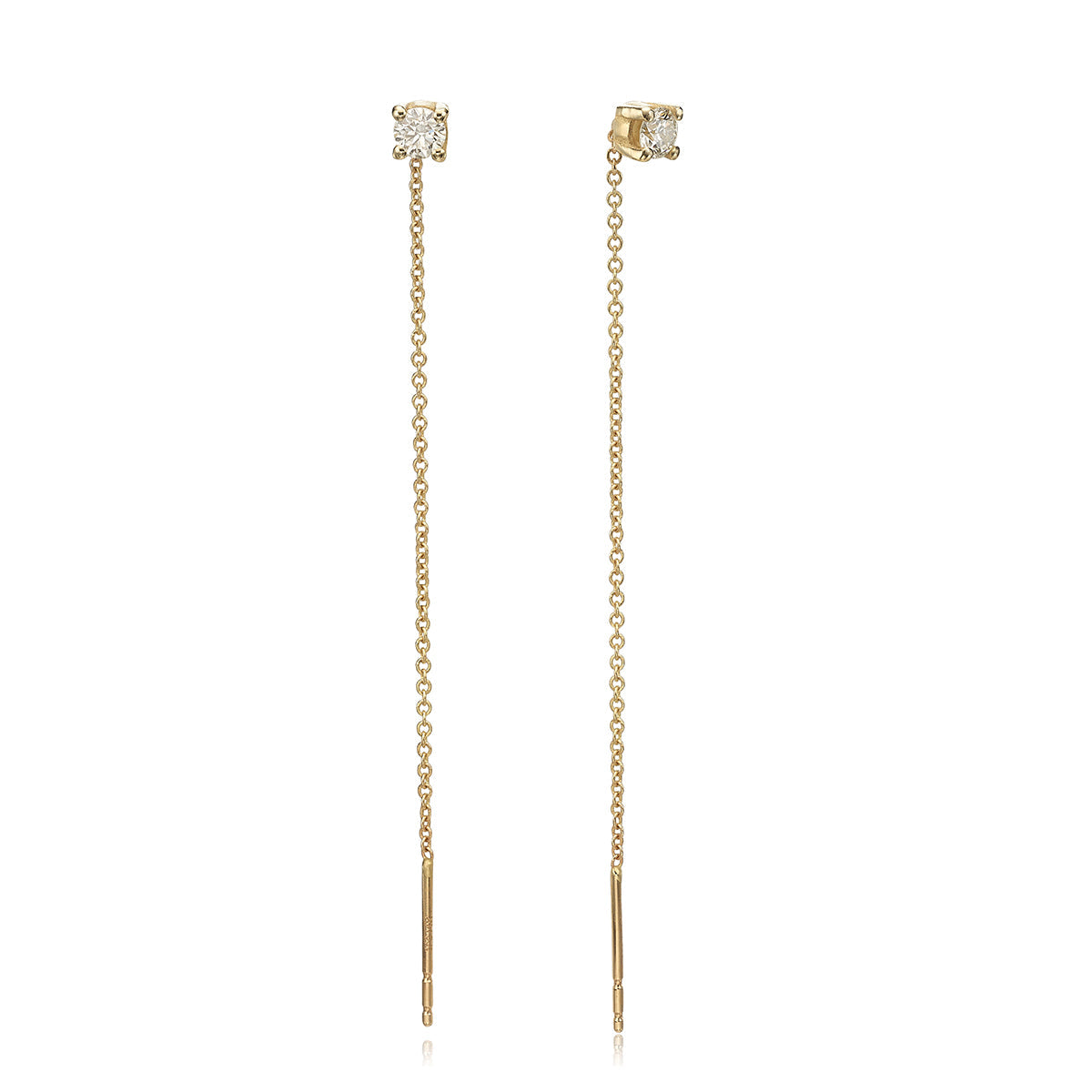 Gold chain earrings studded with 0.30ct diamonds
