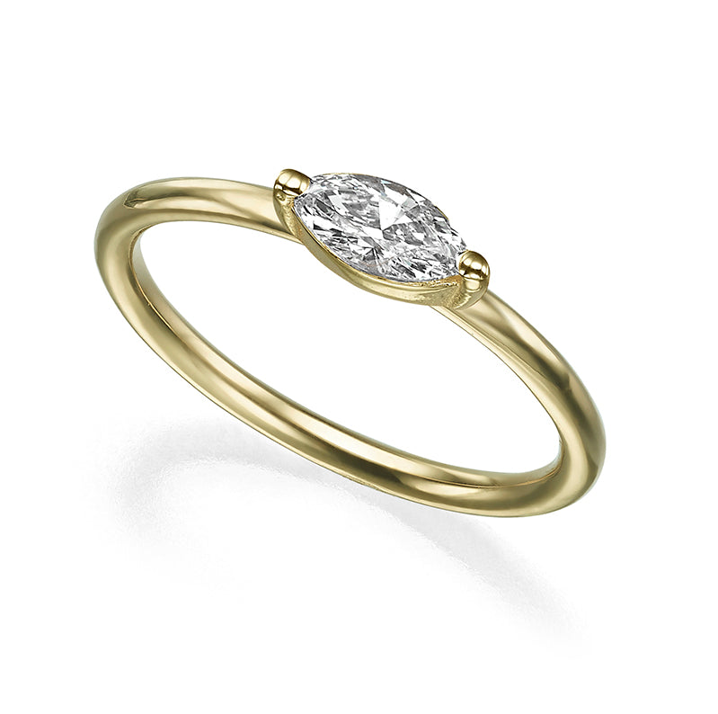 A horizontal marquise diamond ring