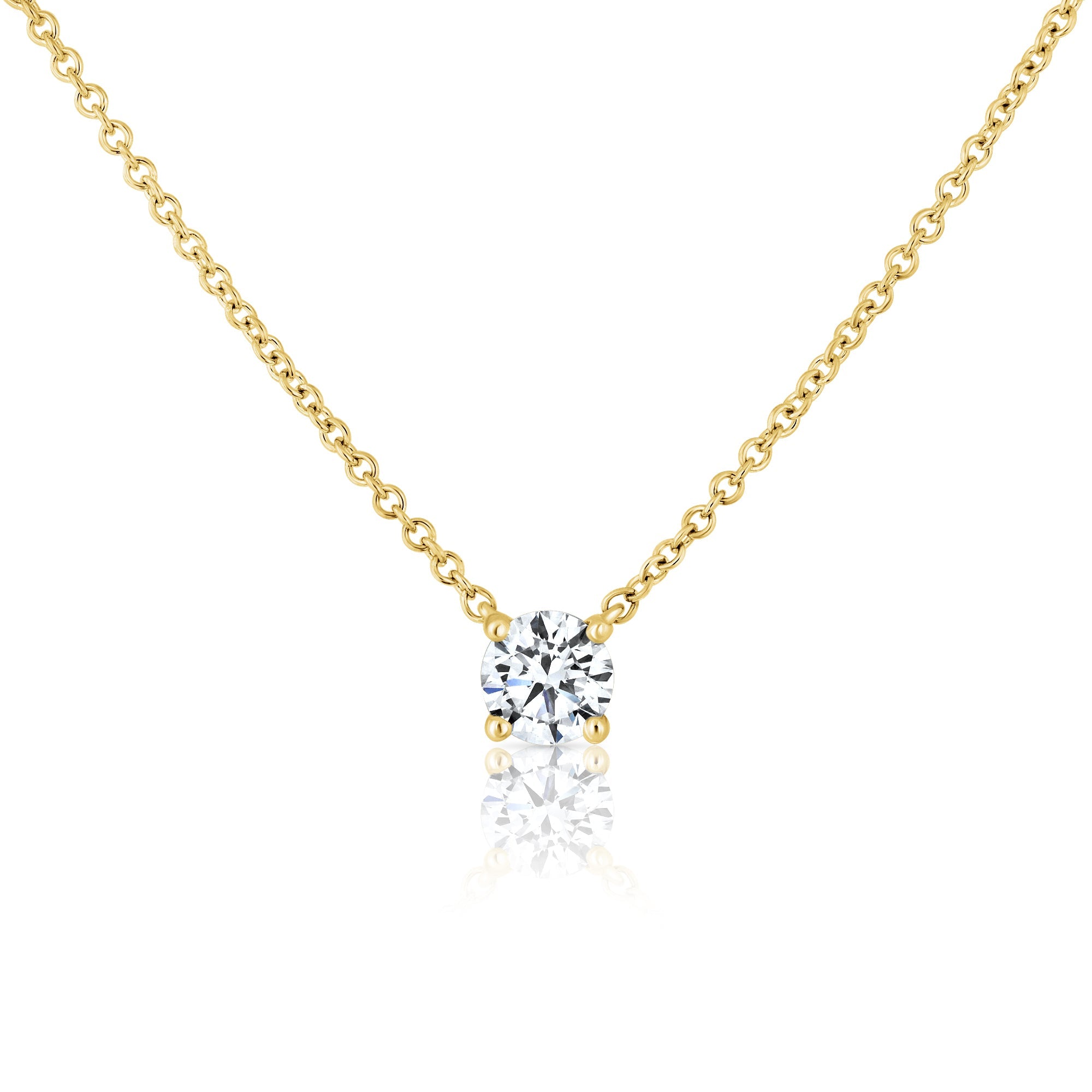 A classic gold chain set with a laboratory diamond weighing 50 points, half a carat