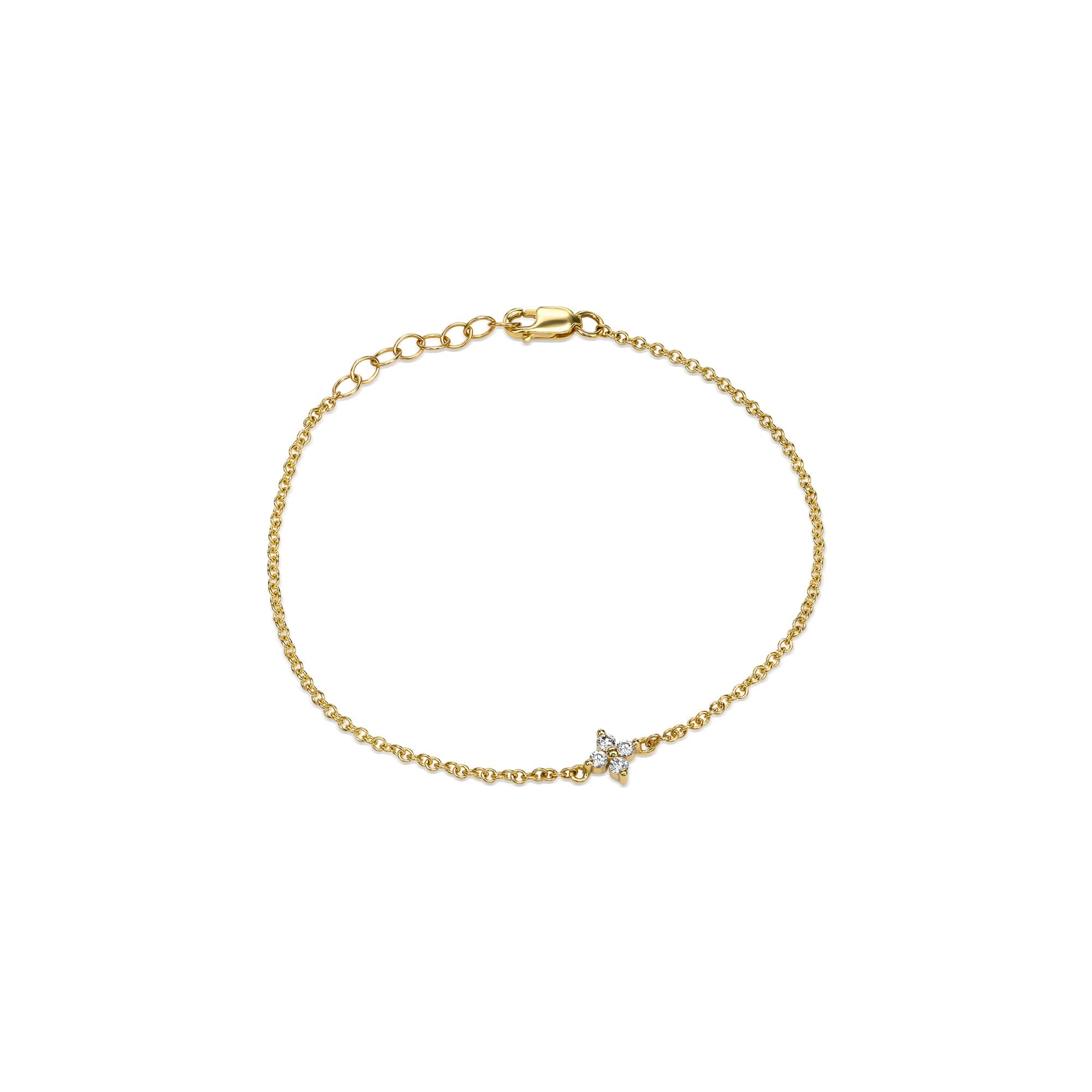 Gold bracelet for women set with 4 diamonds