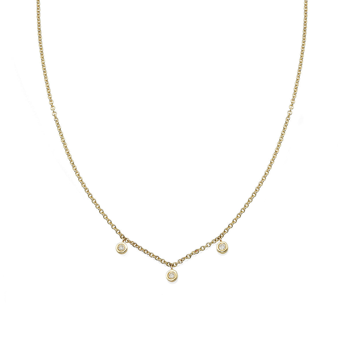 Necklace with 3 hanging diamonds