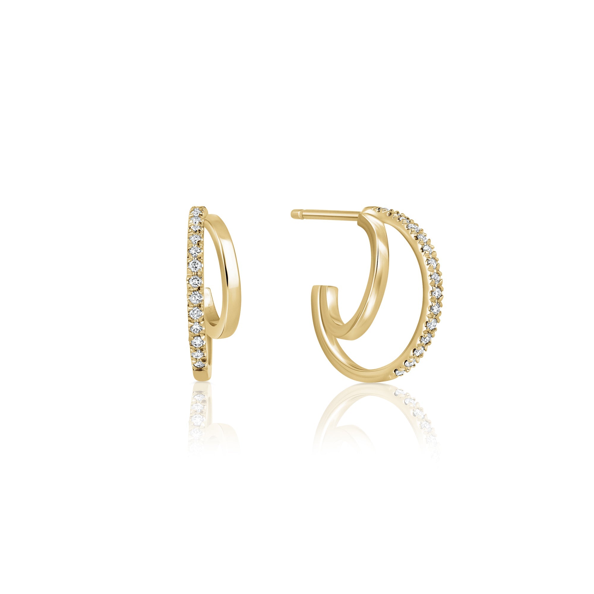 Special double hoop earrings studded with diamonds
