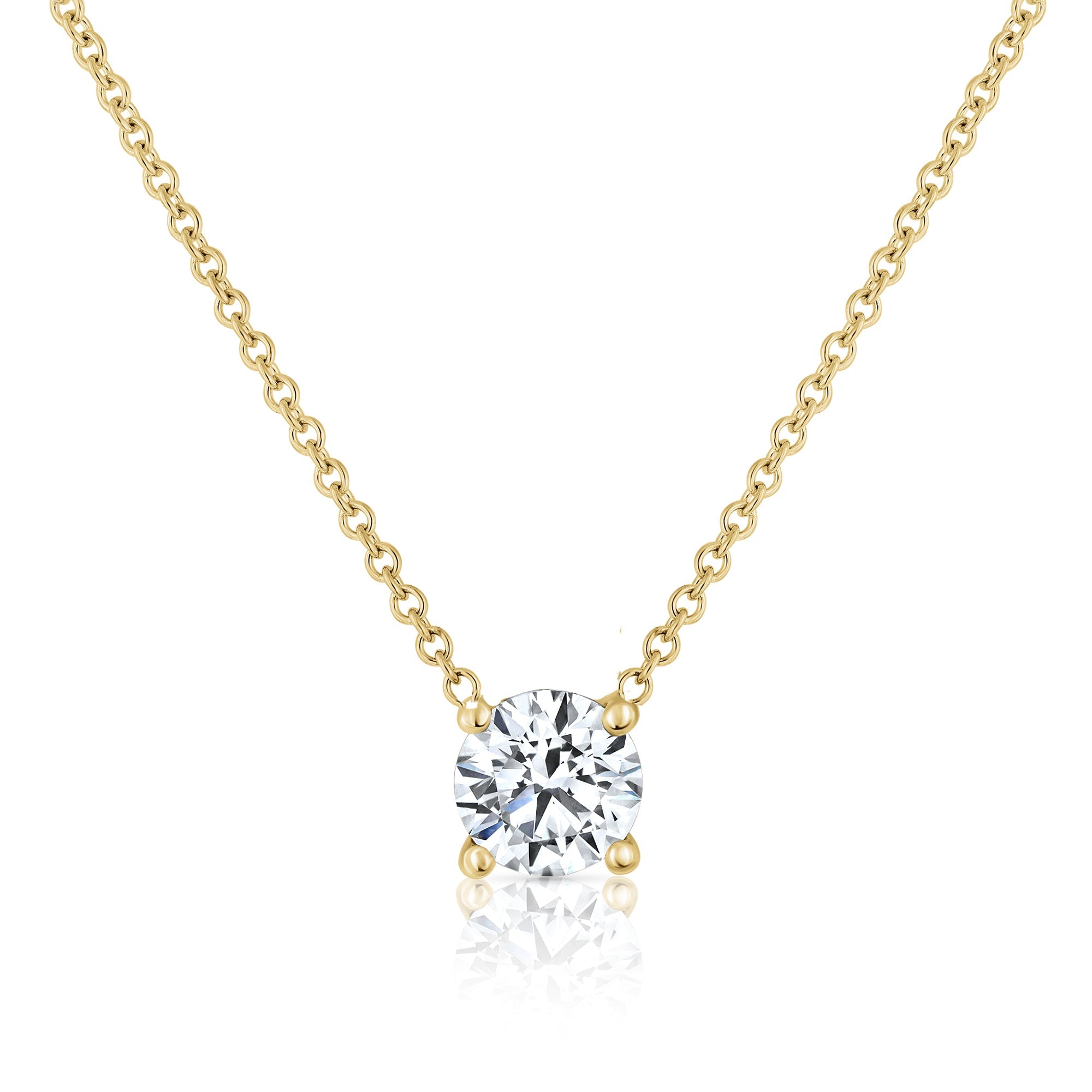 A classic gold chain set with a 1 carat lab diamond