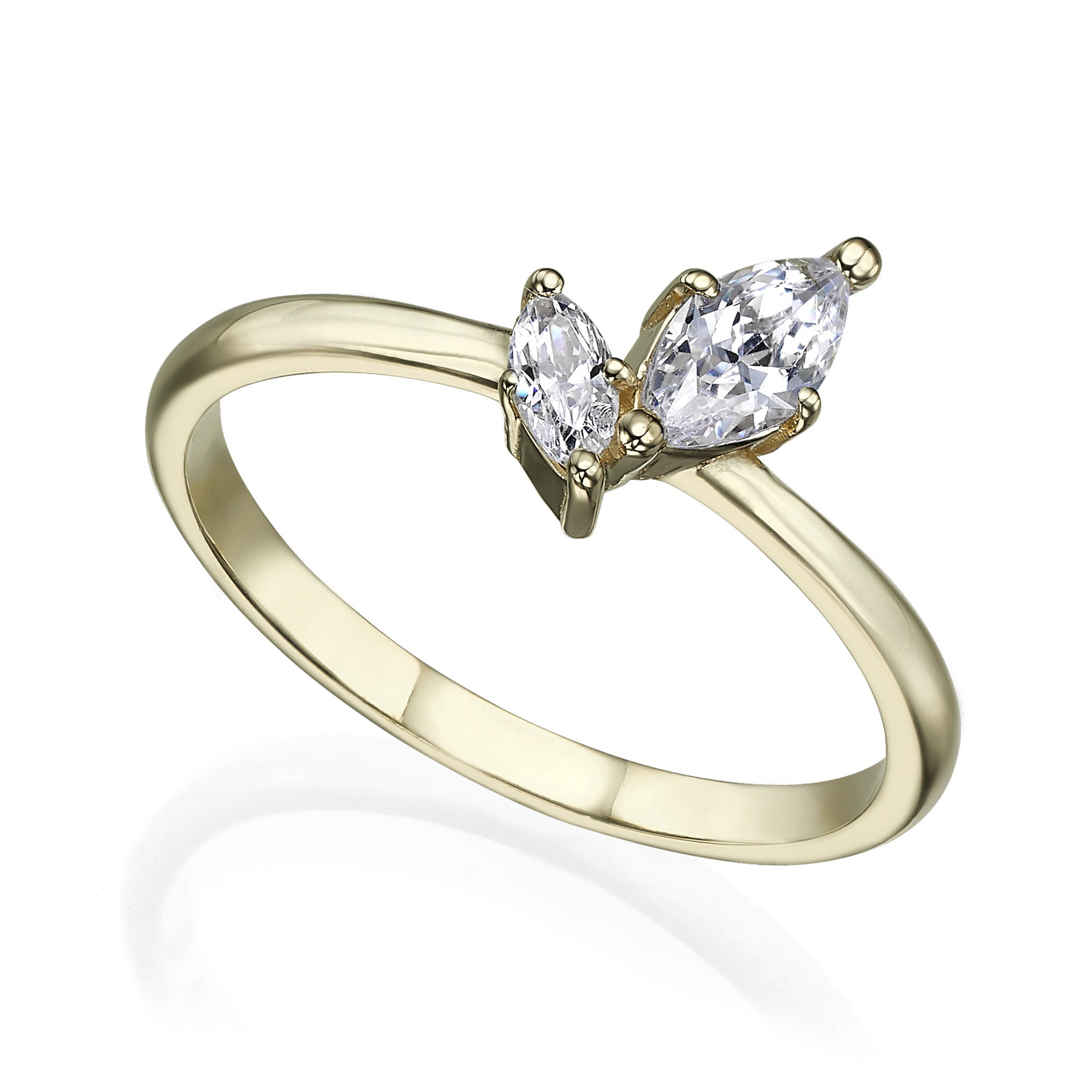 A special gold ring set with marquise-cut laboratory diamonds